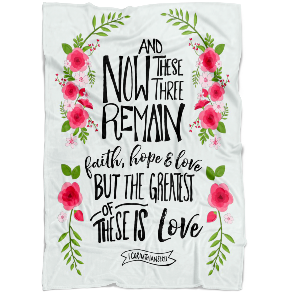 Fleece Blanket Quilt Bedding Faith Hope And Love Bible Verse