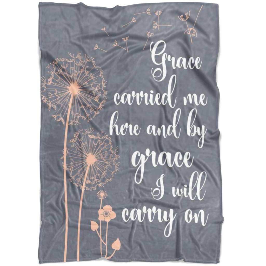 Grace Carried Me Christian Fleece Blanket Quilt Bedding