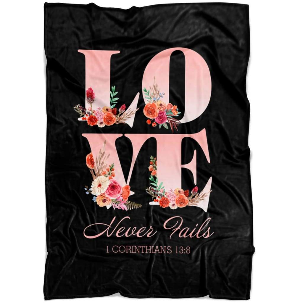 Love Never Fails Bible Verse Fleece Blanket Quilt Bedding