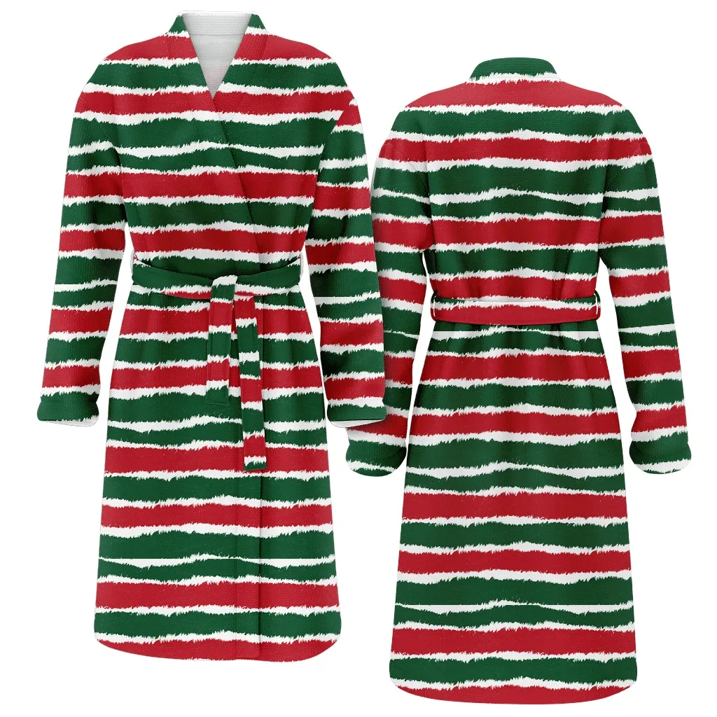 Camouflage Abstract Christmas Brush Stroke Fur Stripe Family Matching Kimono Bathrobe Satin Fleece Robe