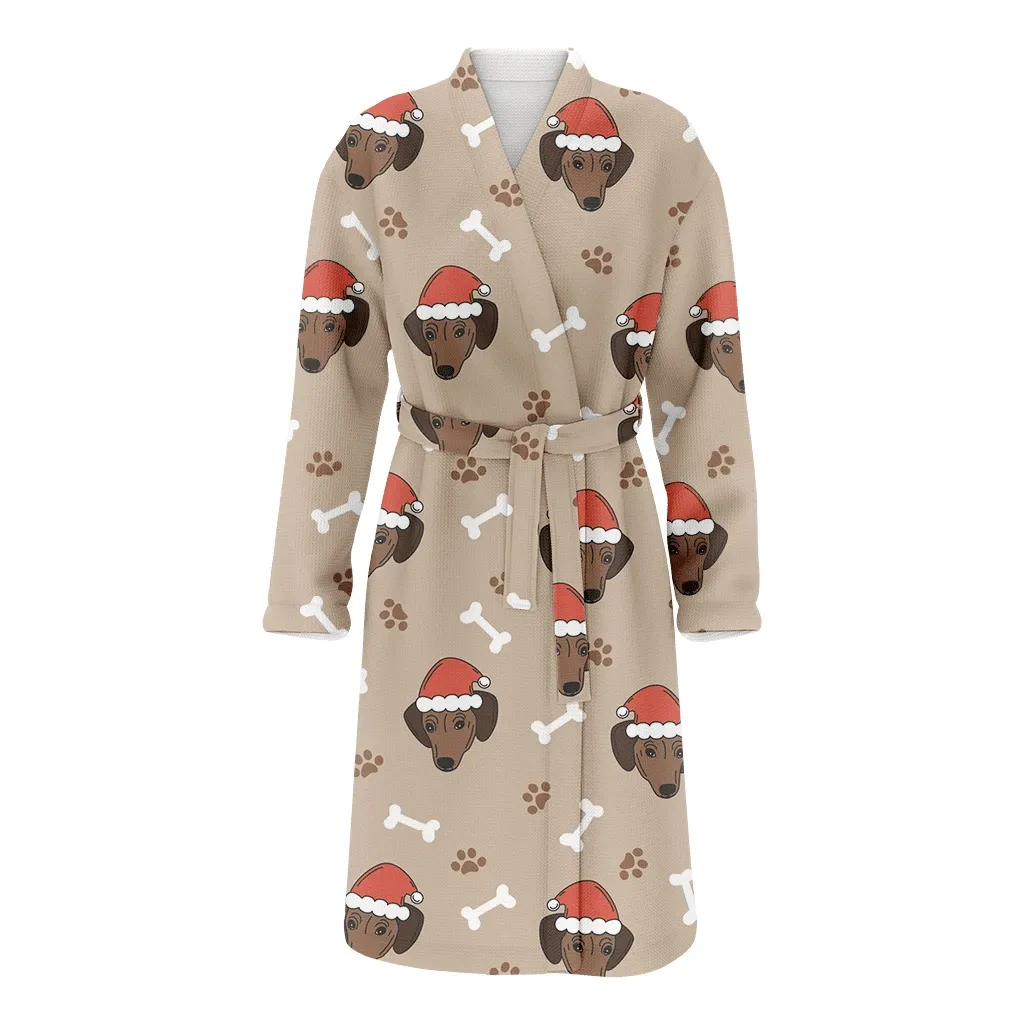Character Baby Dog With Santa Claus Hat Christmas Family Matching Kimono Bathrobe Satin Fleece Robe