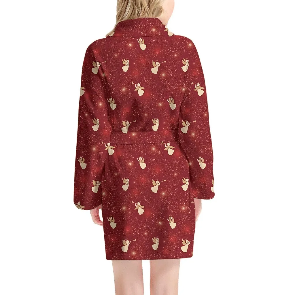 Christmas Angel Pattern Family Matching Kimono Bathrobe Satin Fleece Robe