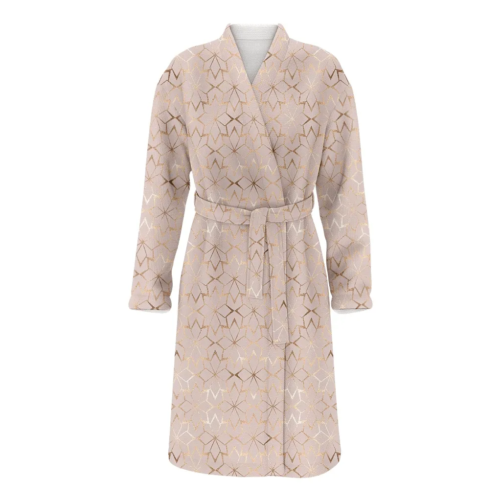 Christmas Gift Winter Geometric Gold Glitter Flowers Family Matching Kimono Bathrobe Satin Fleece Robe