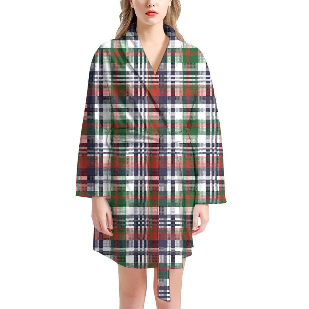 Christmas Madras Plaid Family Matching Kimono Bathrobe Satin Fleece Robe