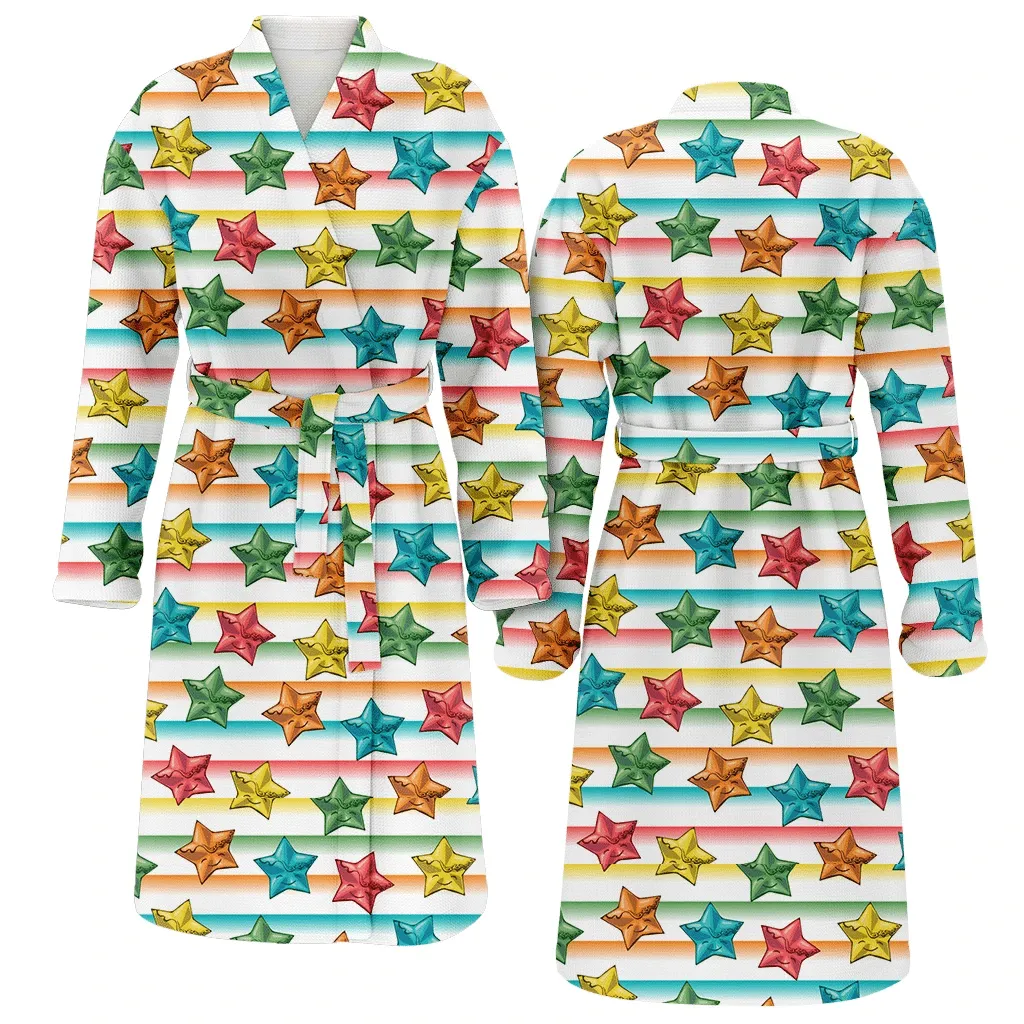 Christmas With Rainbow Star Gingerbread Cookies Family Matching Kimono Bathrobe Satin Fleece Robe