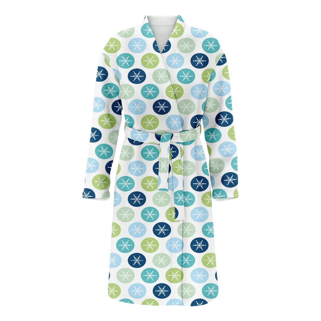Cool Color Snowflakes On Circle Monochrome Style Christmas Family Matching Kimono Bathrobe Satin Fleece Robe