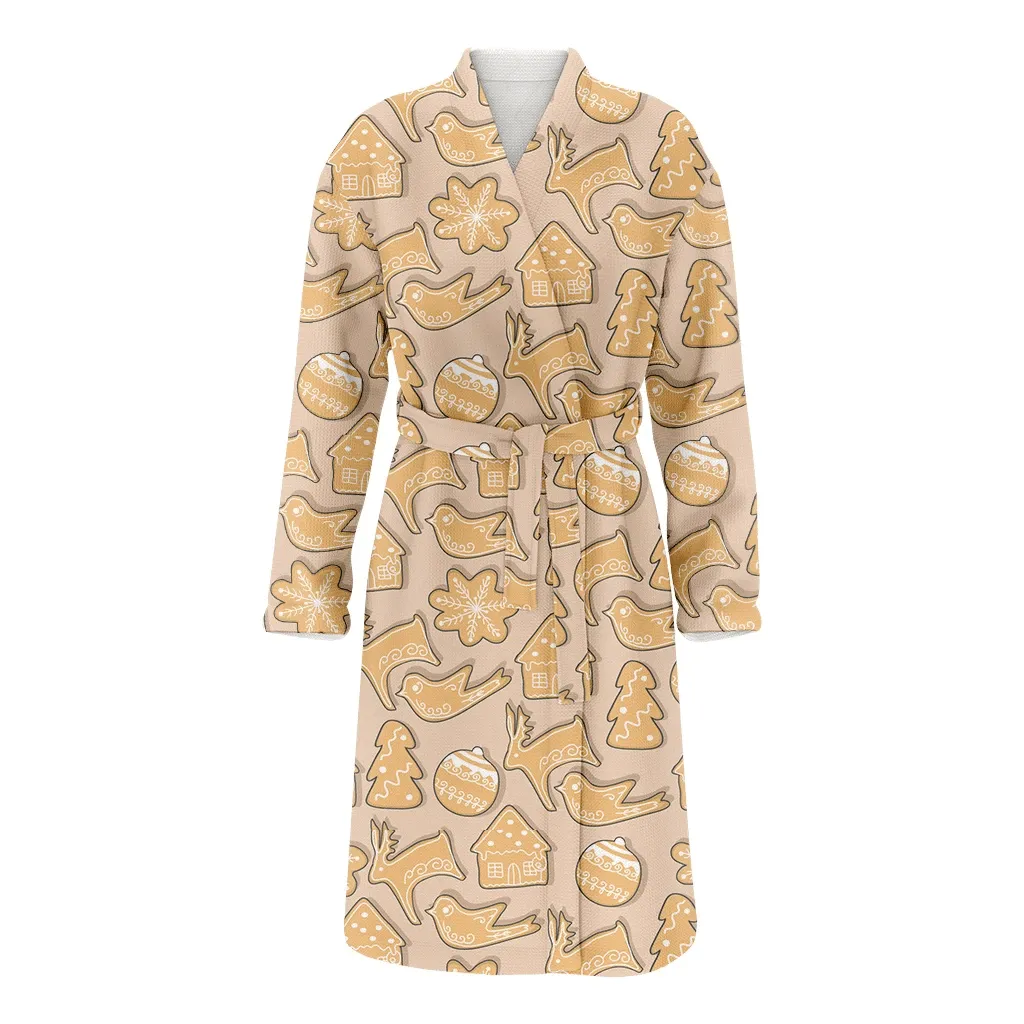 Different Shapes Of Cookies Foods For Christmas Gift Party Family Matching Kimono Bathrobe Satin Fleece Robe