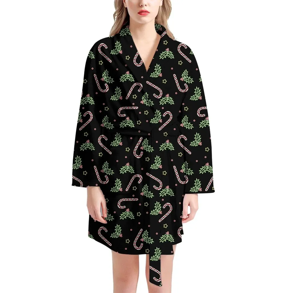 Lights Christmas Pattern Family Matching Kimono Bathrobe Satin Fleece Robe