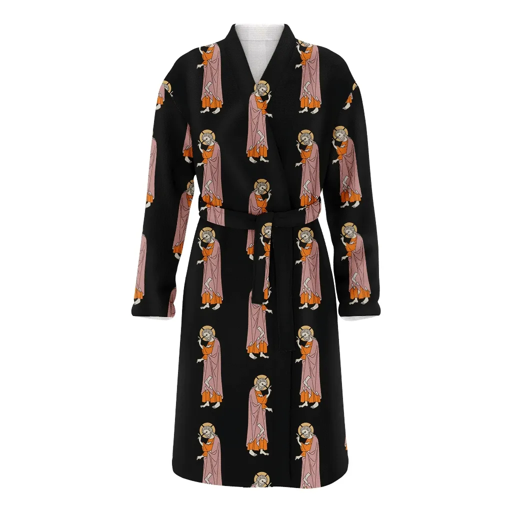 Merry Christmas Gift Medieval Images Of Jesus Christ. Family Matching Kimono Bathrobe Satin Fleece Robe