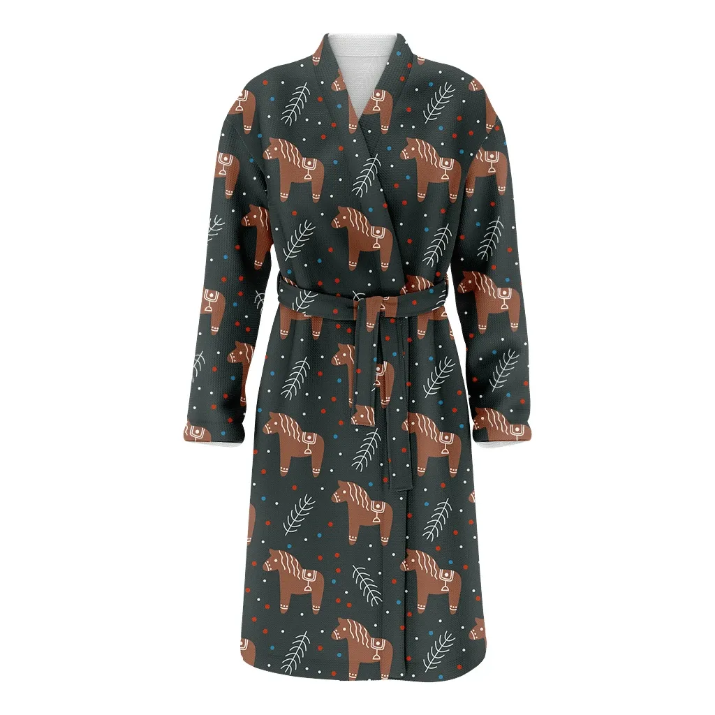 Nice Christmas Gingerbread Cookies With Horse Family Matching Kimono Bathrobe Satin Fleece Robe