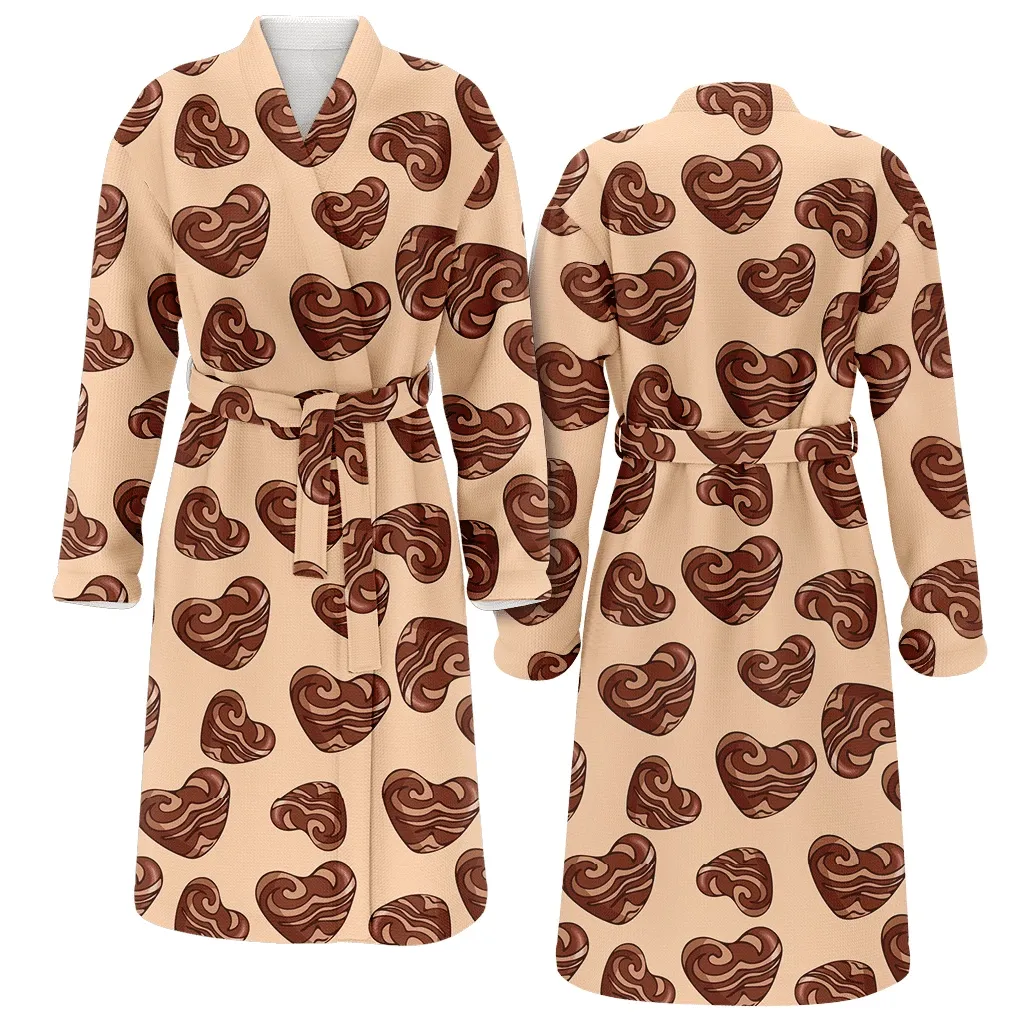 Sweet Chocolates Gingerbread In The Shape Of A Heart Christmas Gift Family Matching Kimono Bathrobe Satin Fleece Robe