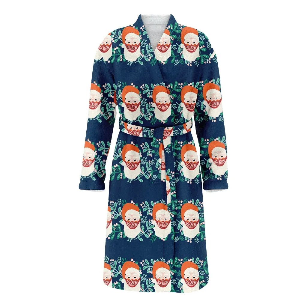 Xmas Santa Claus Christmas Gift Family Matching Kimono Bathrobe Satin Fleece Robe