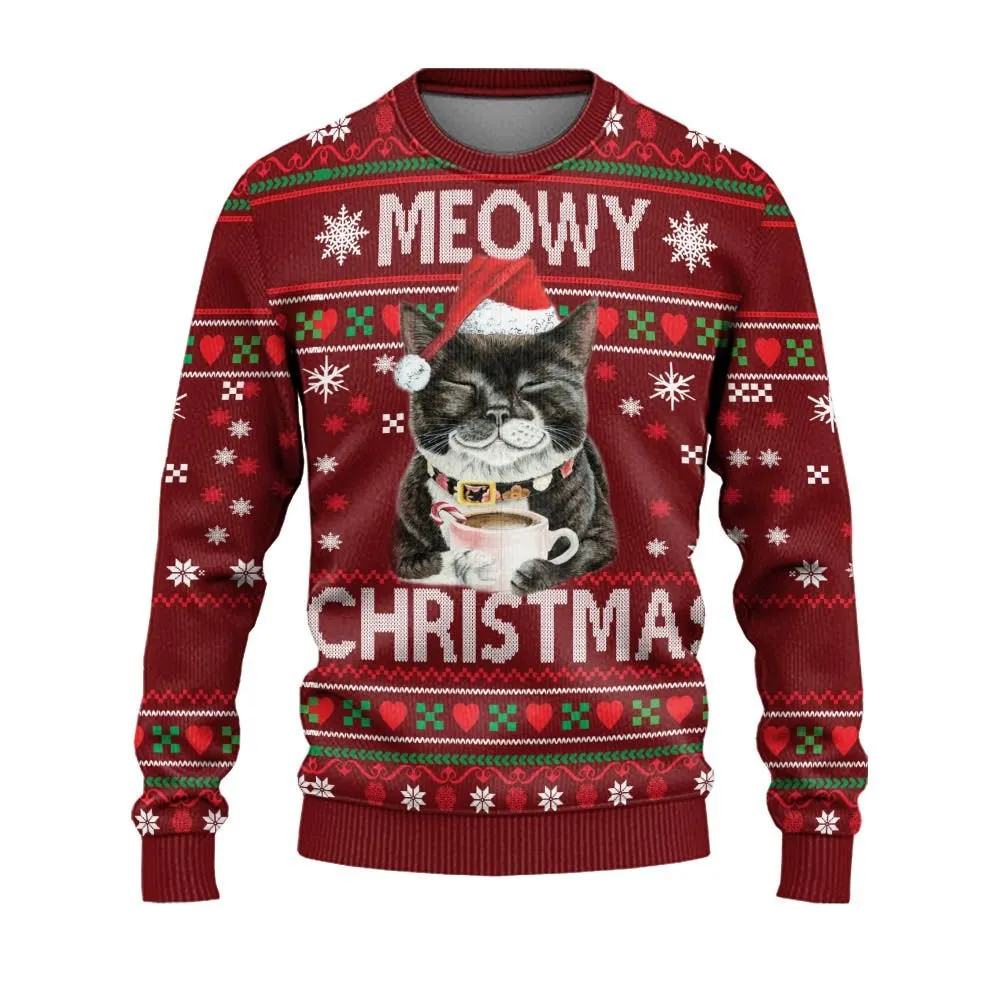Christmas Cat Ugly Sweaters, Merry Christmas Ugly Sweaters - Xmas Gift