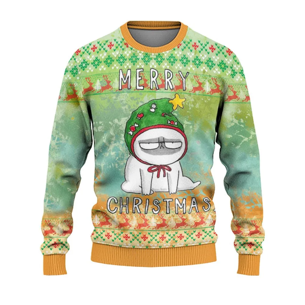 Christmas Ugly Sweater Cute Christmas Pug Dog Cartoon Ugly Sweaters, Merry Christmas Ugly Sweaters - Xmas Gift