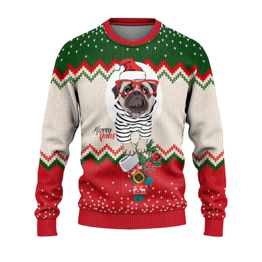 Christmas Ugly Sweater Cute Christmas Pug Dog Ugly Sweaters, Merry Christmas Ugly Sweaters - Xmas Gift