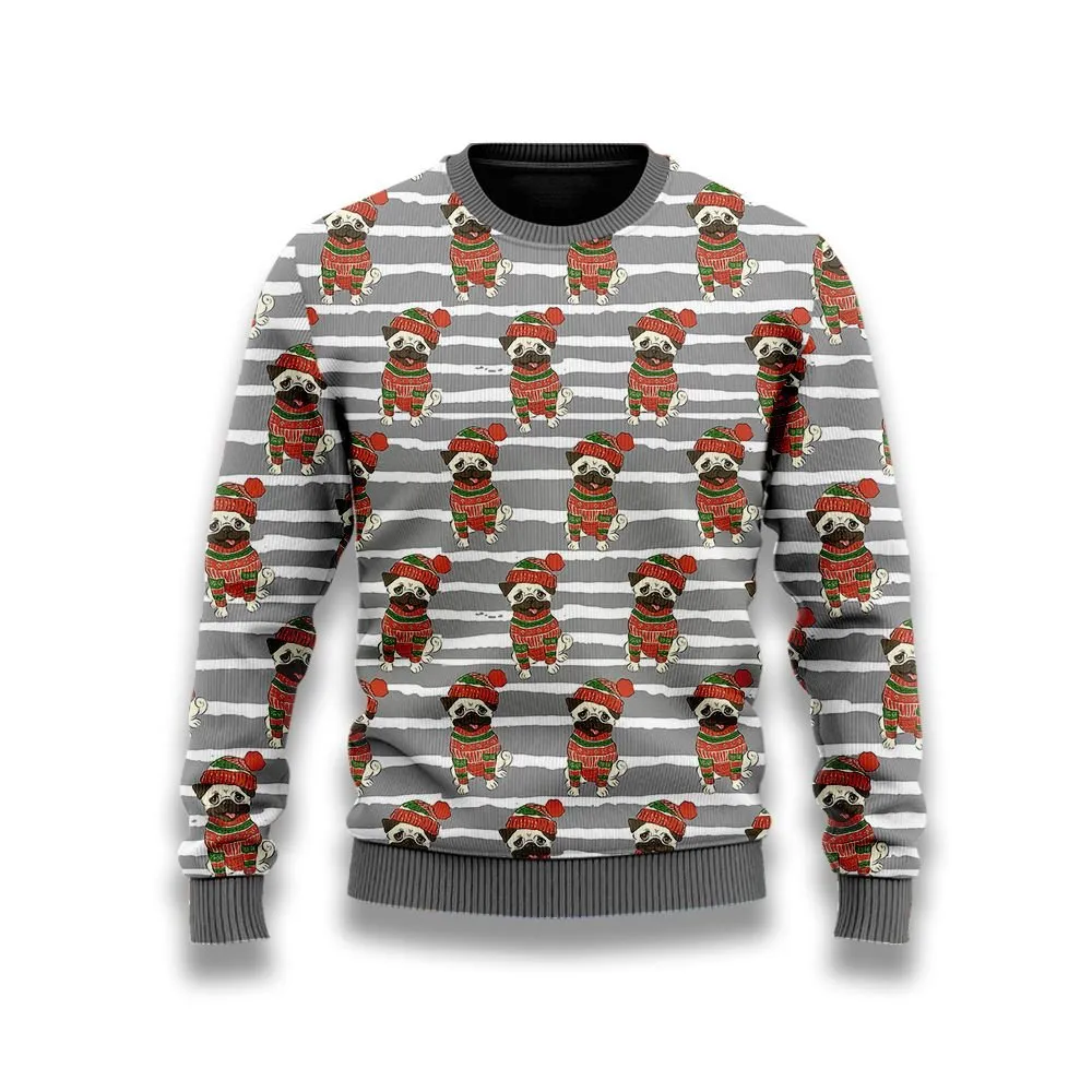 Pug Dog Christmas Pattern Ugly Sweaters, Merry Christmas Ugly Sweaters - Xmas Gift
