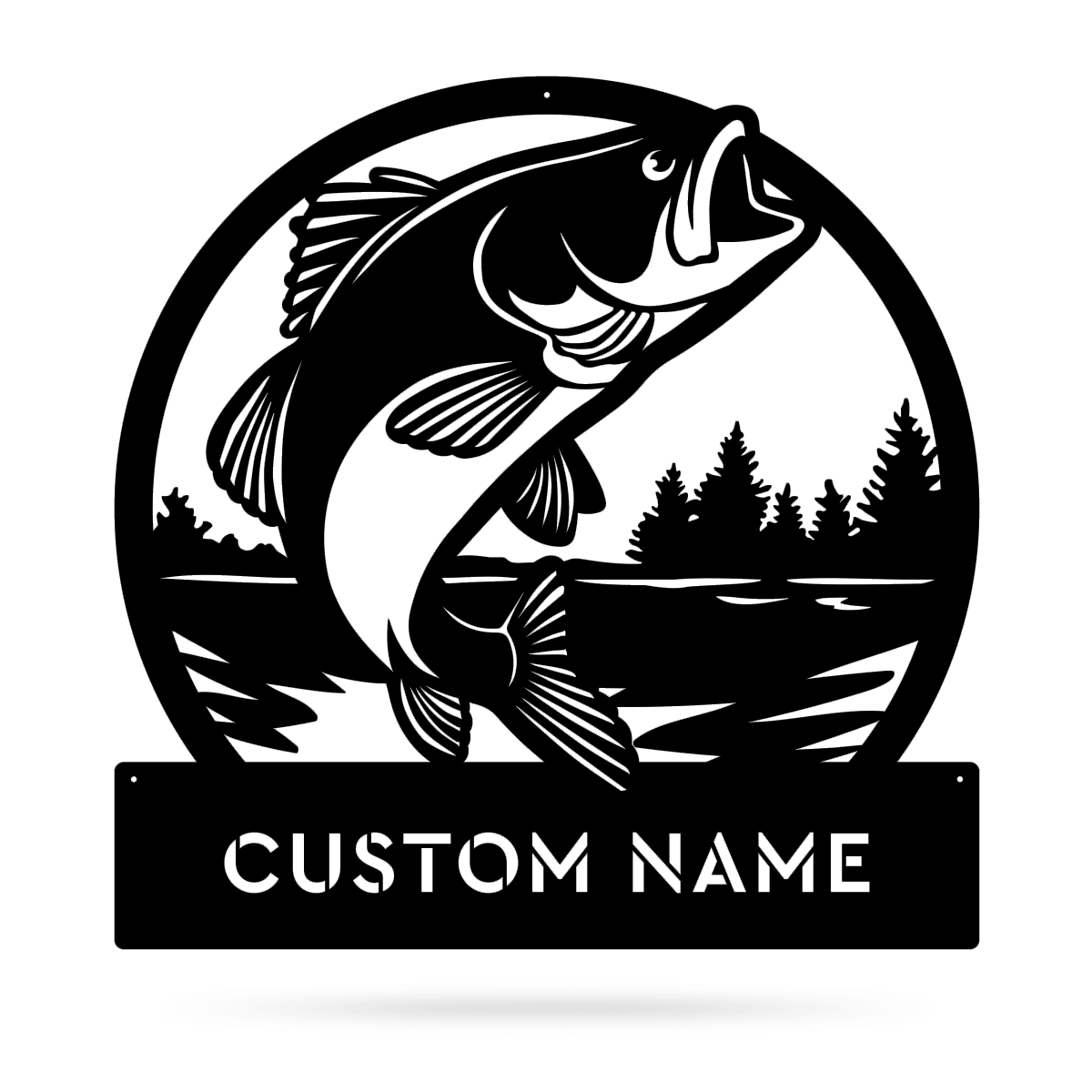 Bass Monogram Metal Sign Wall Art For Home Decoration 8x8 10x10 12x12 14x14 18x18 24x24 Inches