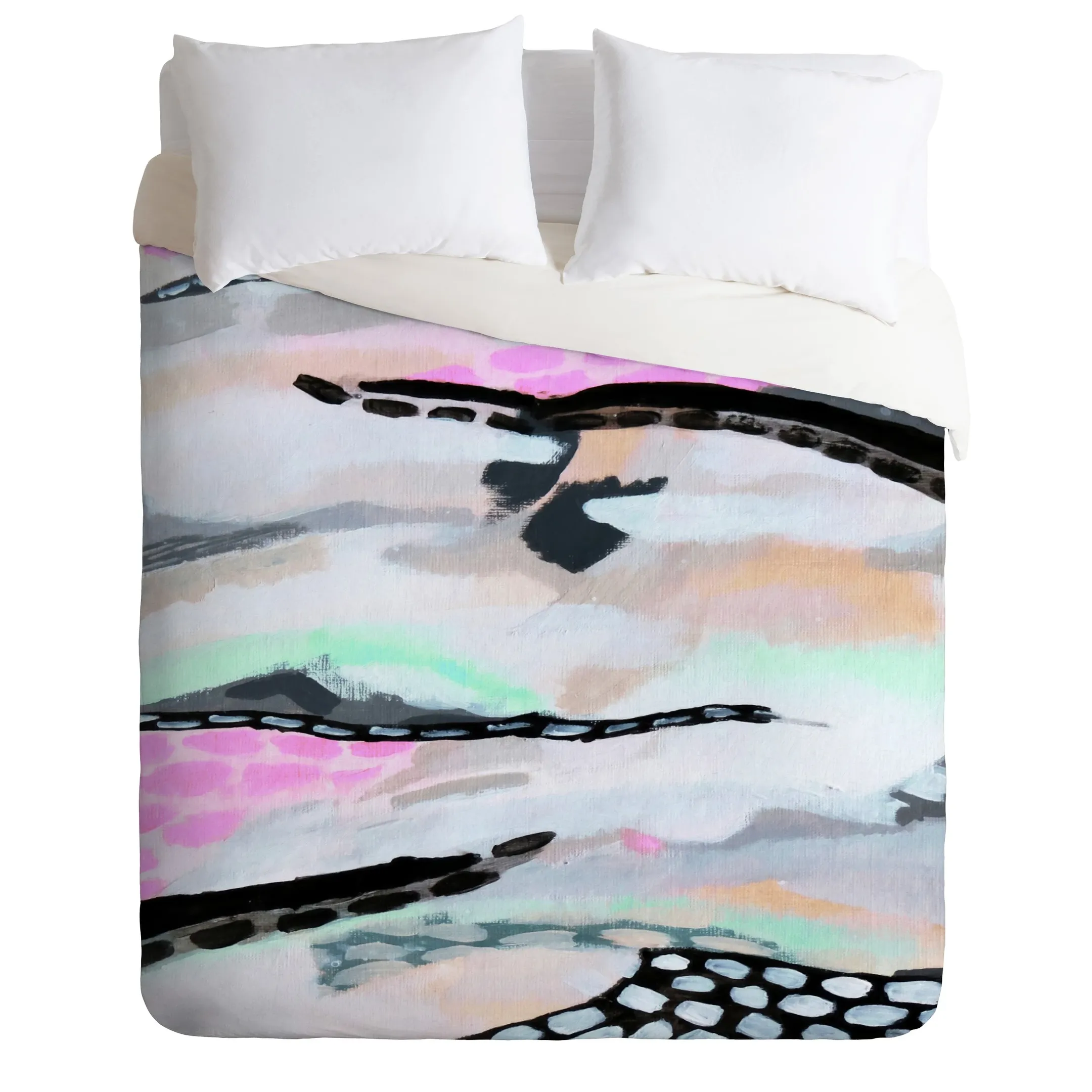 Abstract Lilac And Mint Duvet Cover Bedding Set Bedroom Decor