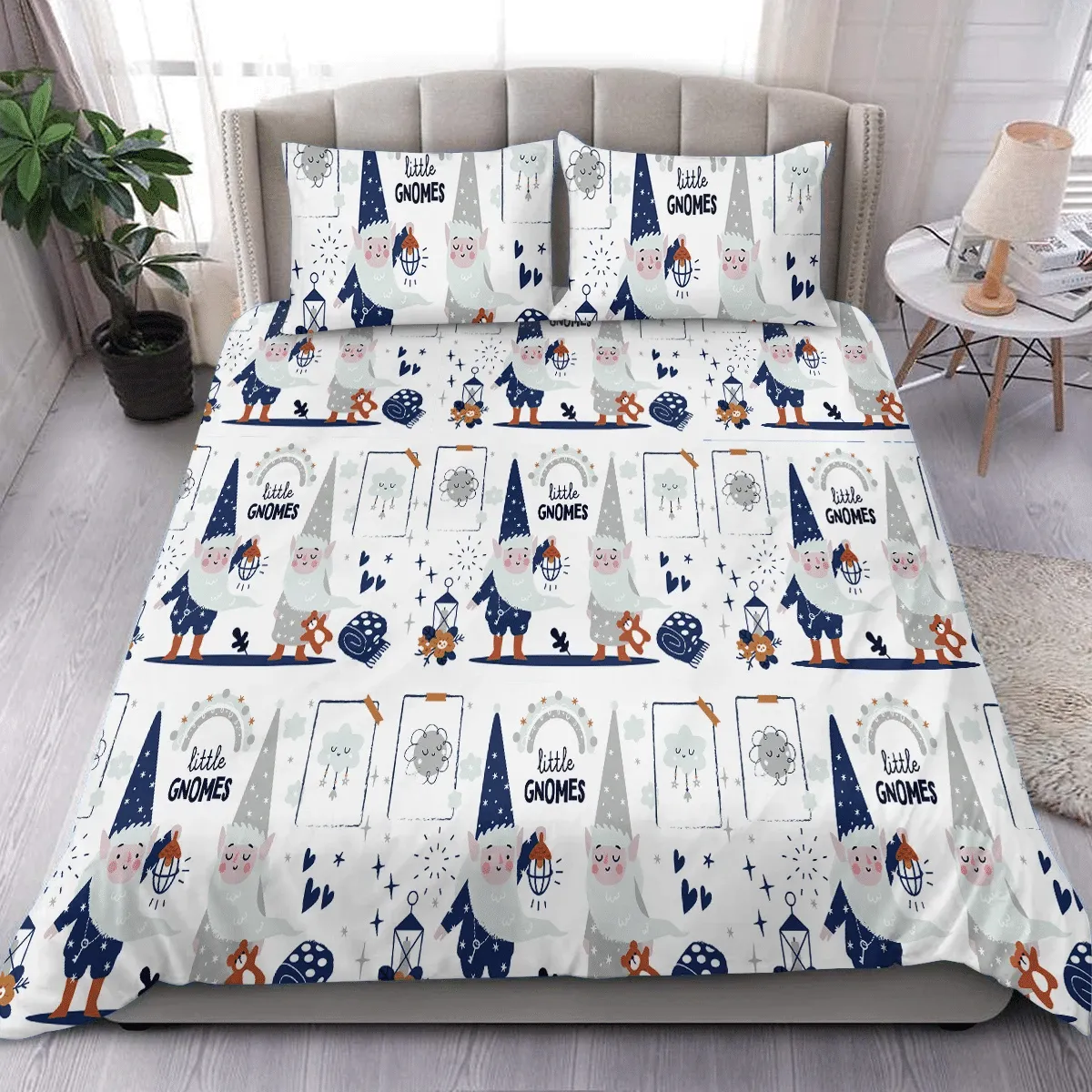 Baby Nursery Little Gnomes Floral Bear Sun Cloud Christmas Duvet Cover Bedding Set Bedroom Decor