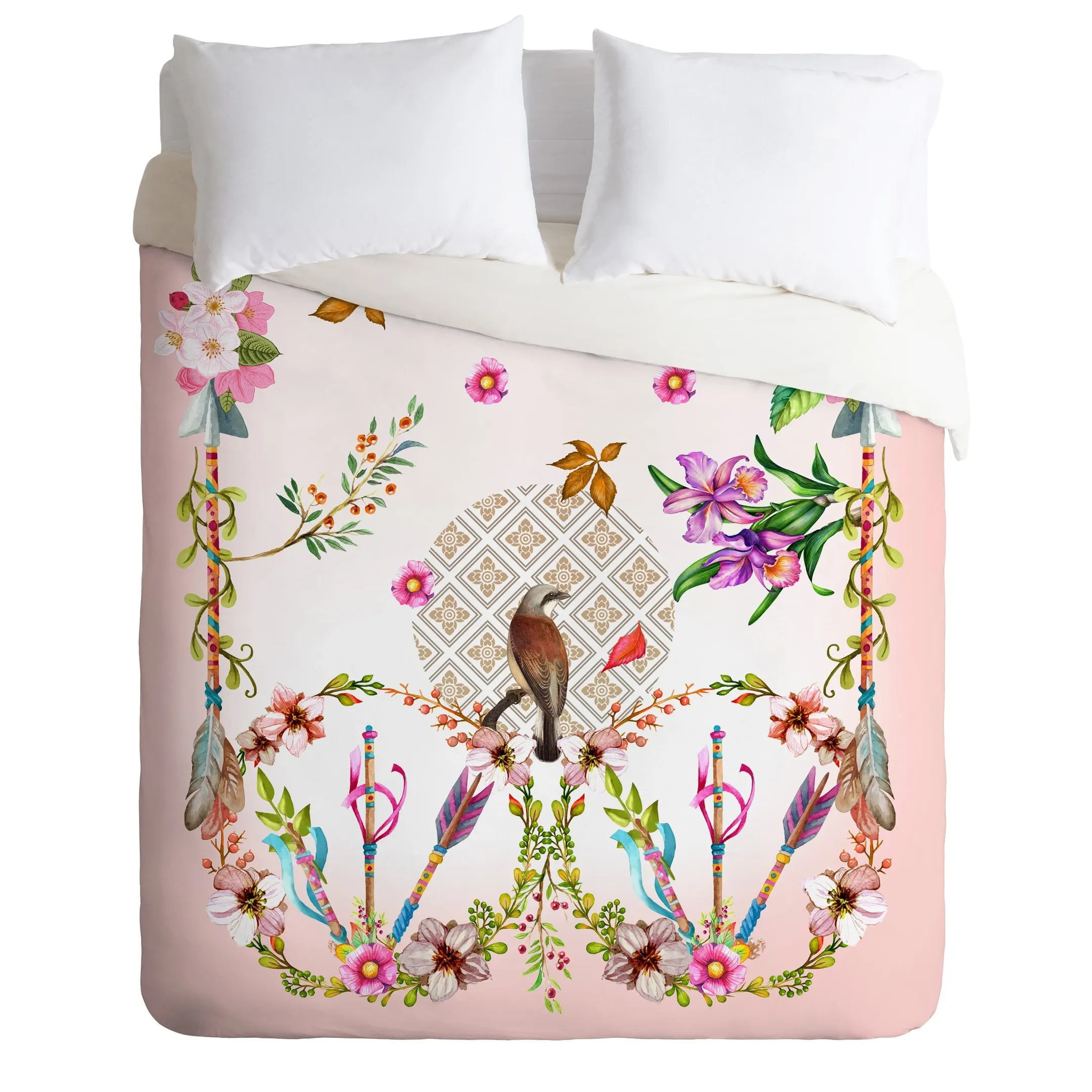 Beautiful Flowers Bird Pattern Duvet Cover Bedding Set Bedroom Decor