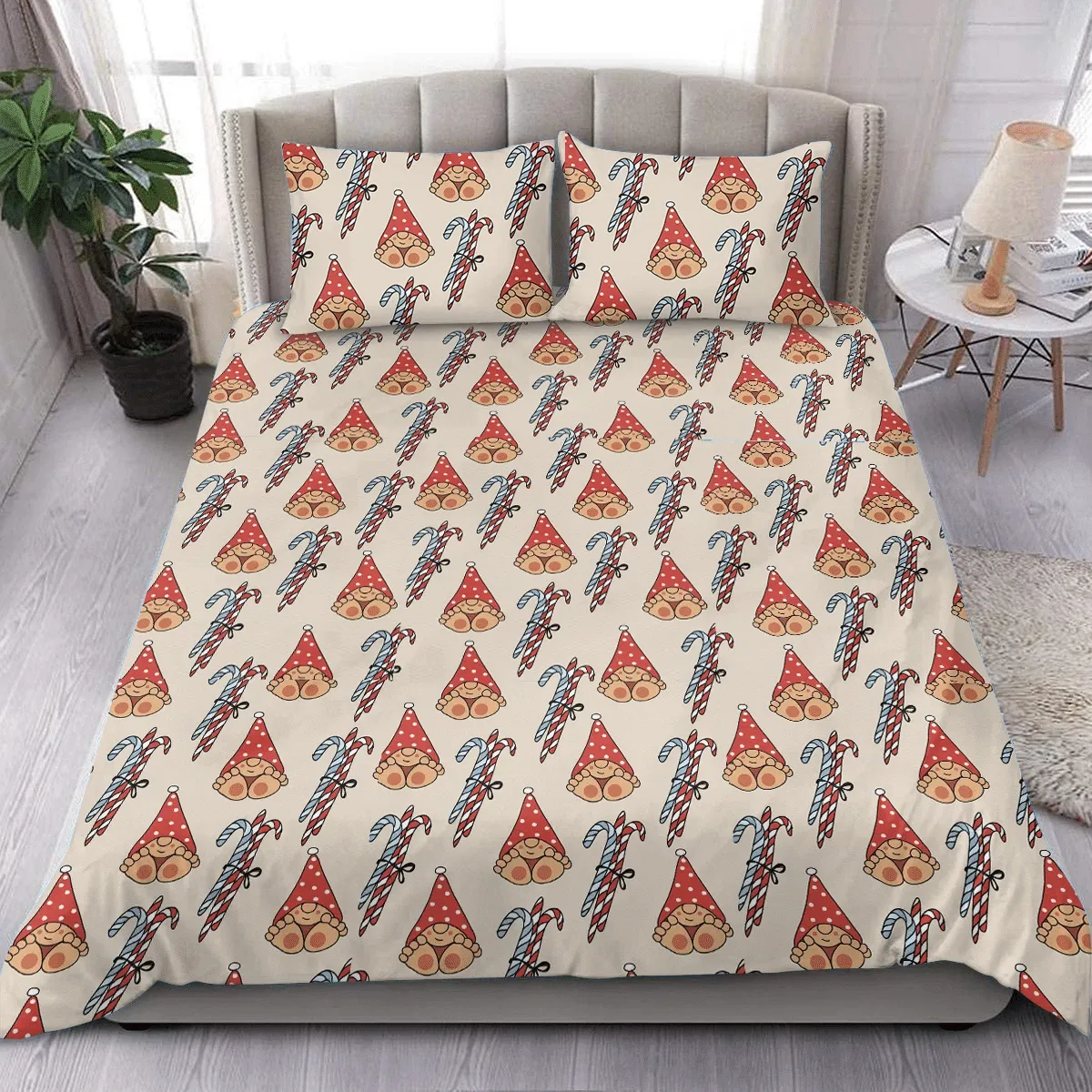 Big Foot Gnomes Pattern Christmas Duvet Cover Bedding Set Bedroom Decor