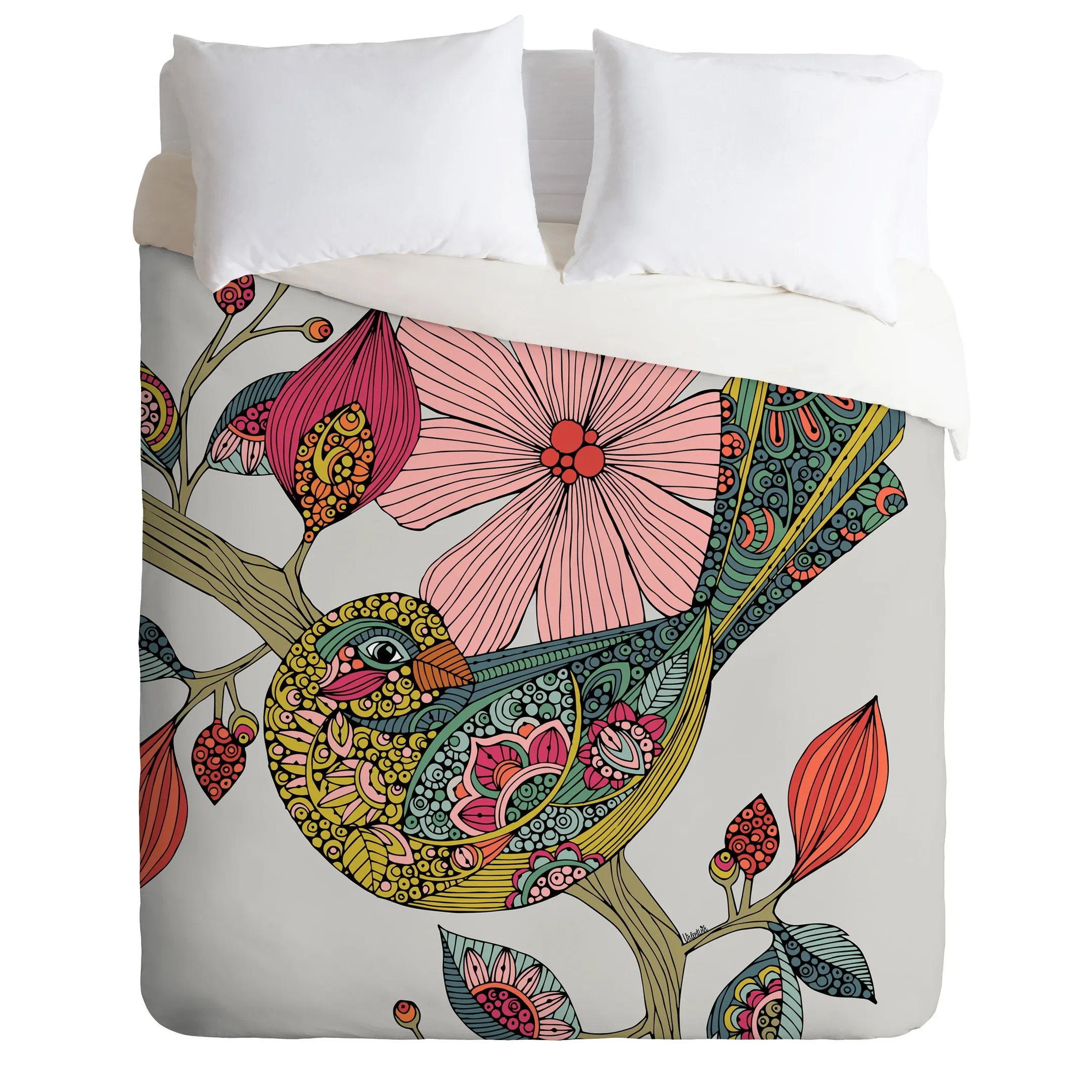 Bird With Springs Floral Pattern Duvet Cover Bedding Set Bedroom Decor