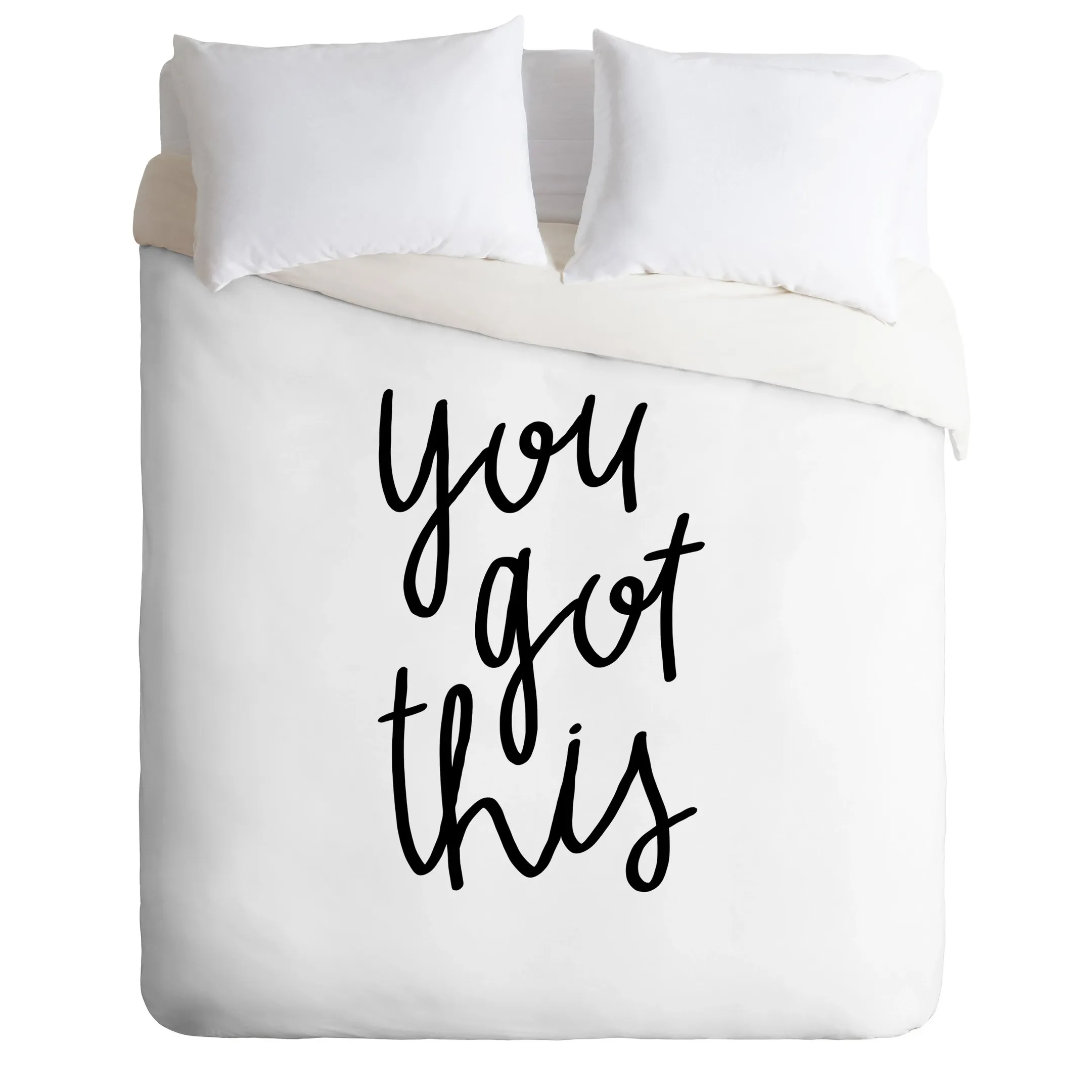 Black Lettering Inspire Quote Duvet Cover Bedding Set Bedroom Decor