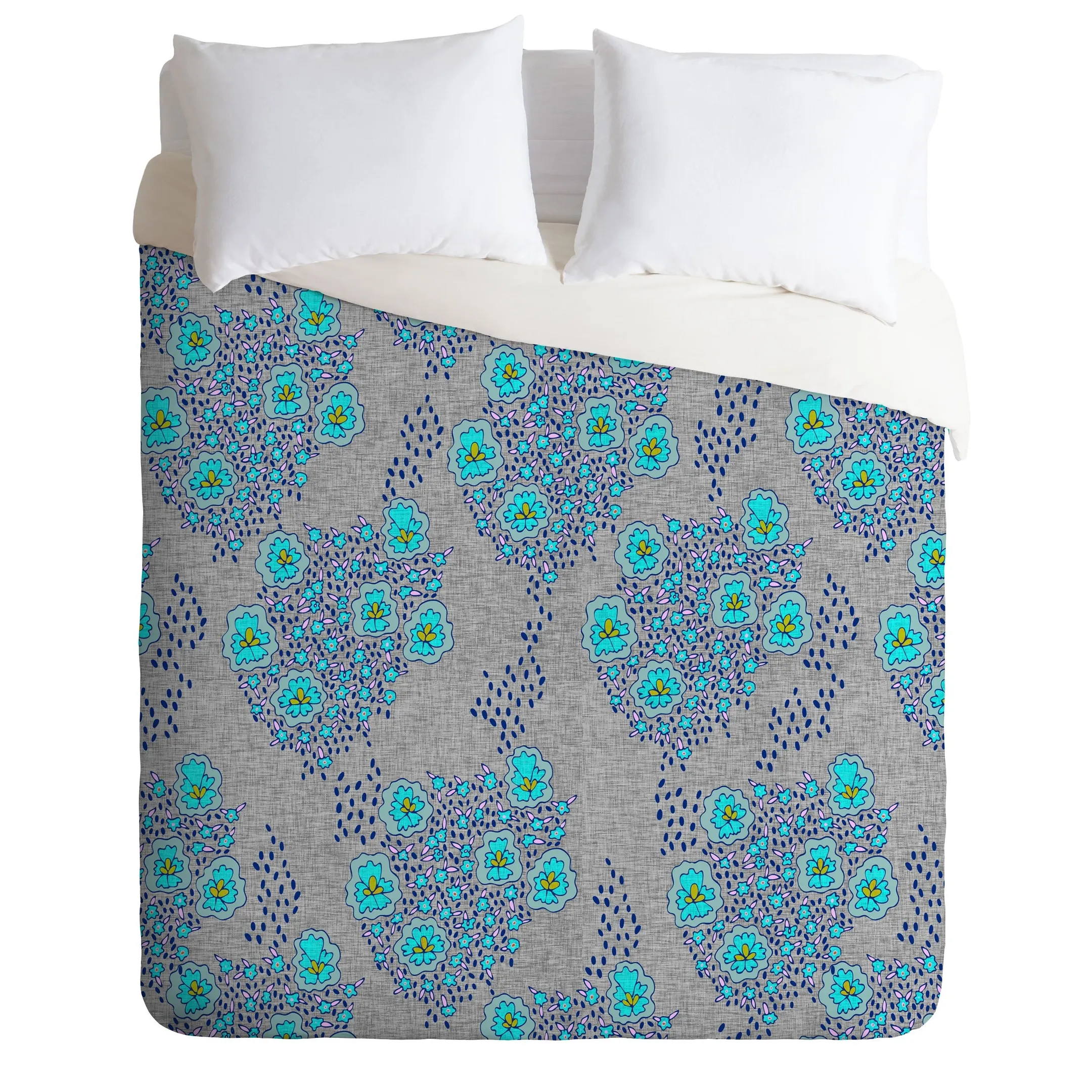 Boho Turquoise Floral Duvet Cover Bedding Set Bedroom Decor