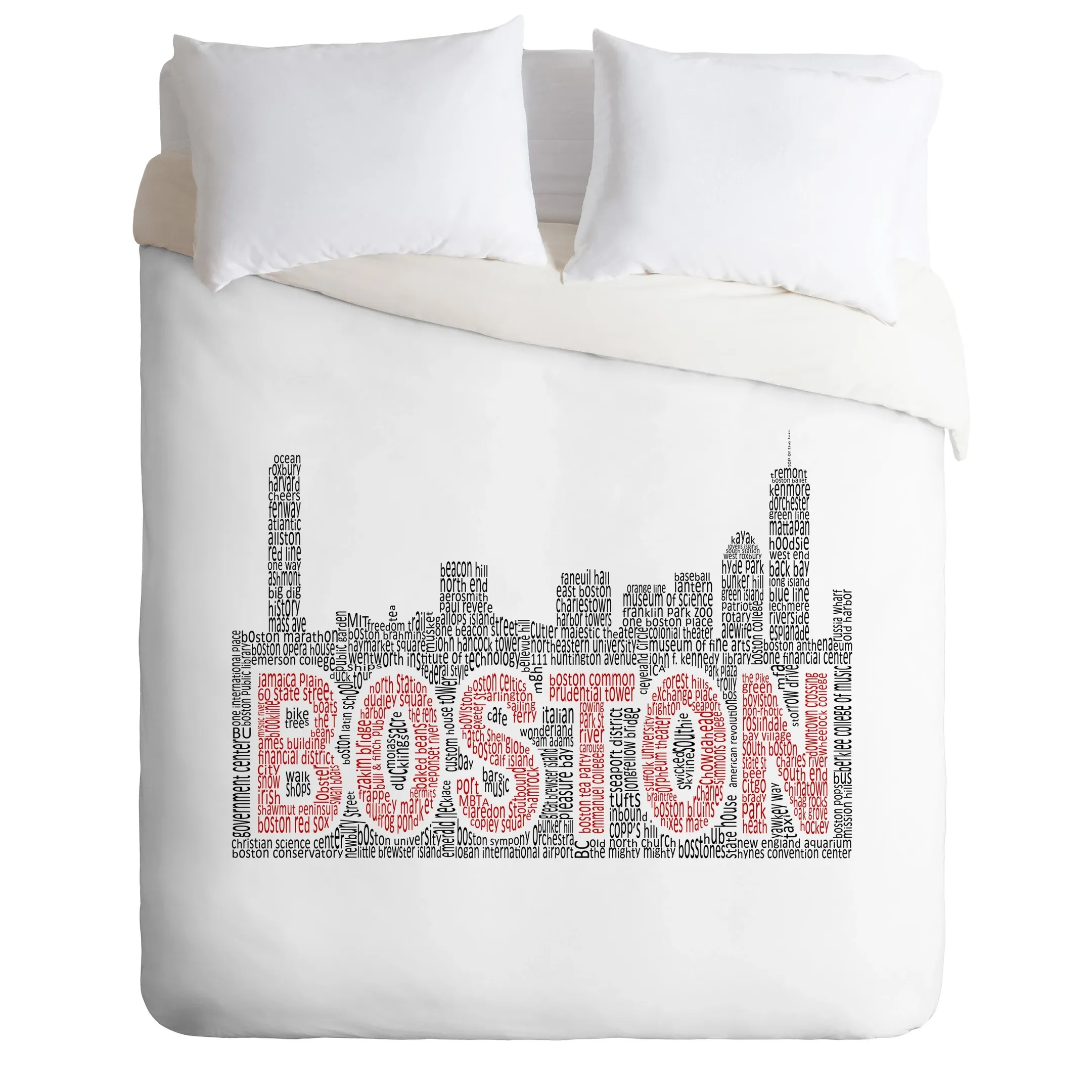 Boston Skyline Letters Duvet Cover Bedding Set Bedroom Decor
