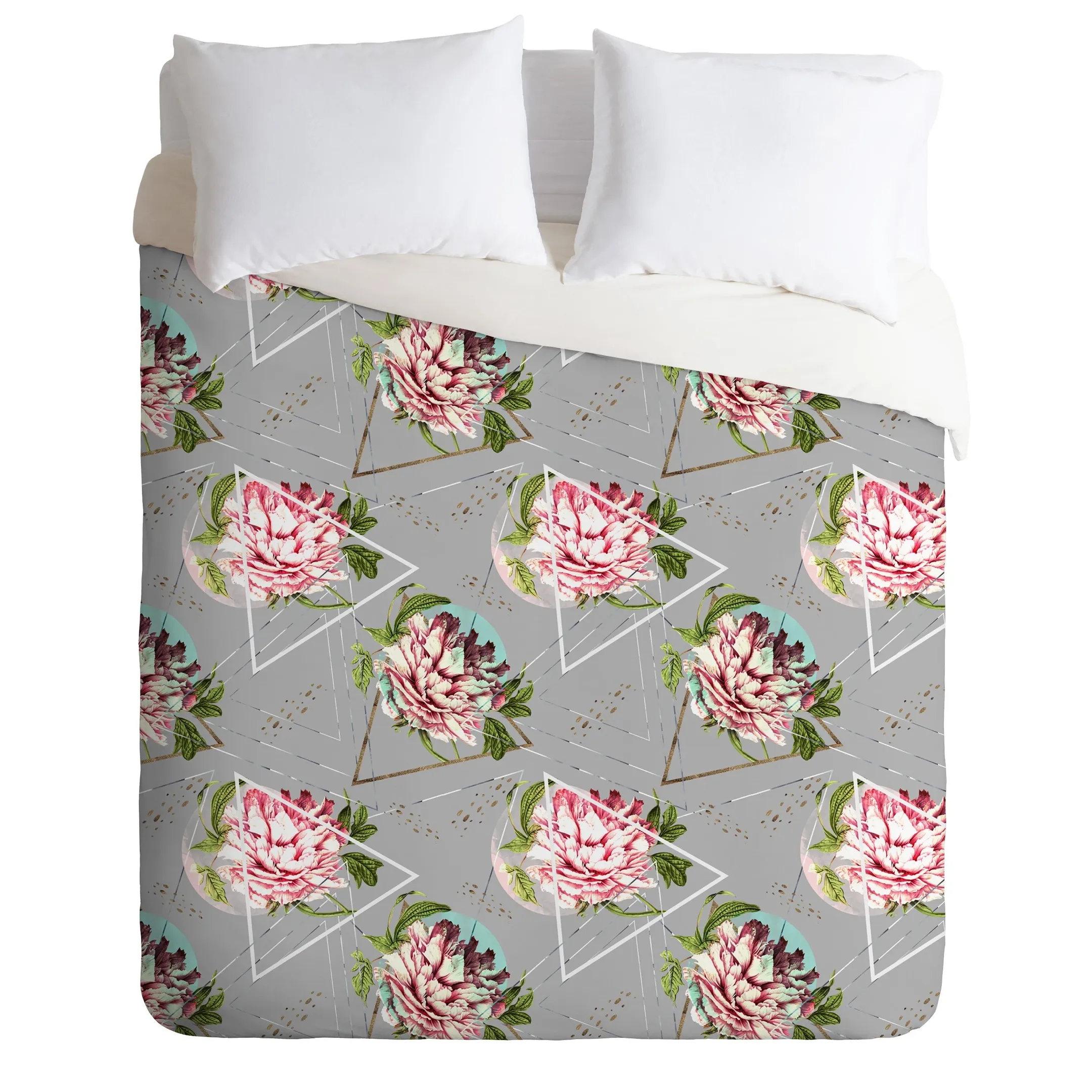 Botanical Blooming With Geometric Duvet Cover Bedding Set Bedroom Decor