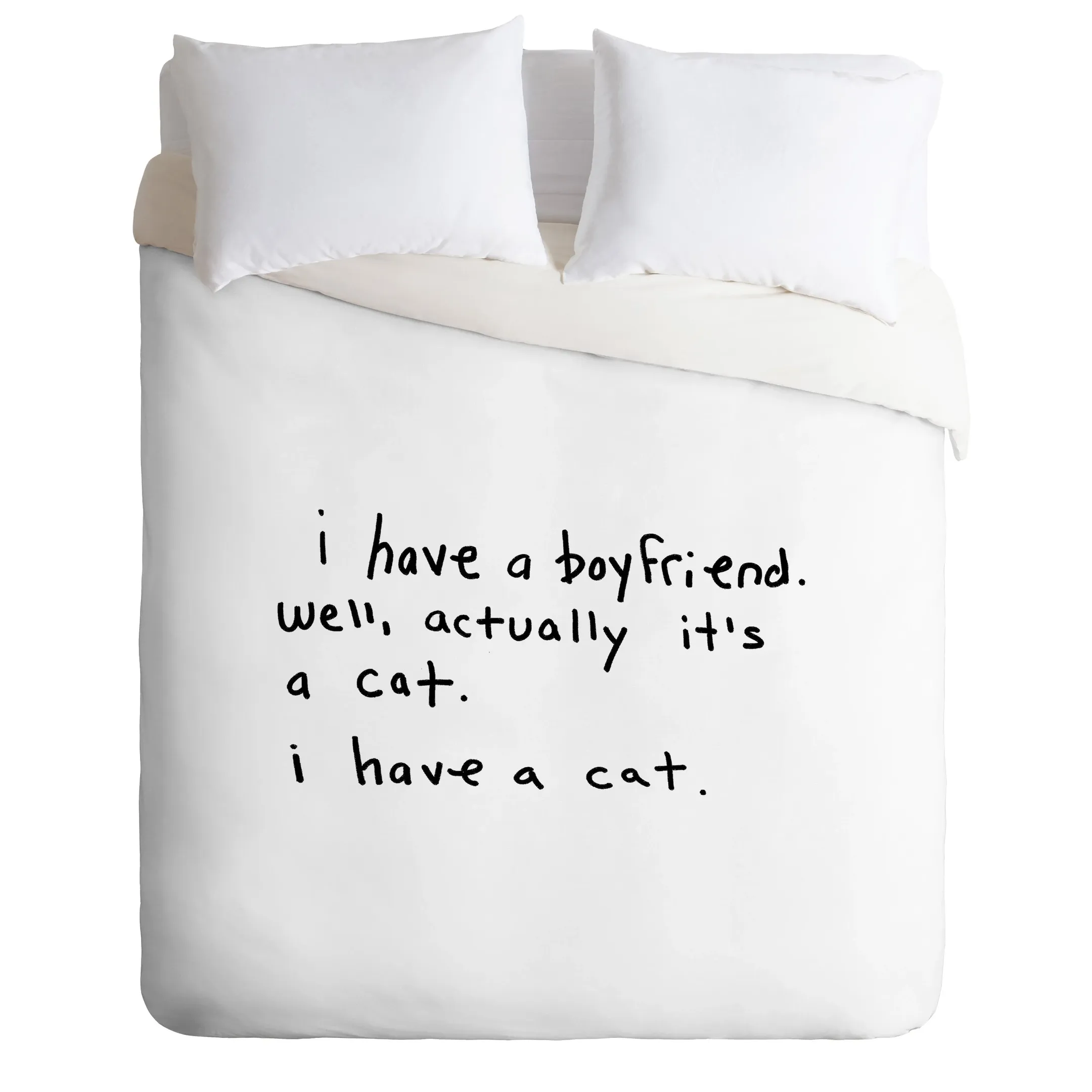 Boyfriend And Cat Quote Duvet Cover Bedding Set Bedroom Decor
