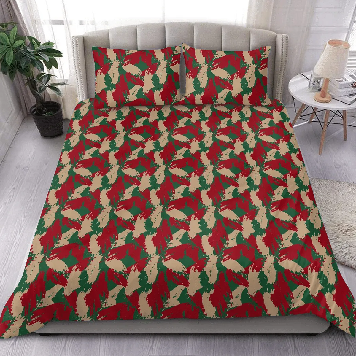Christmas Brush Stroke Camouflage Abstract Duvet Cover Bedding Set Bedroom Decor