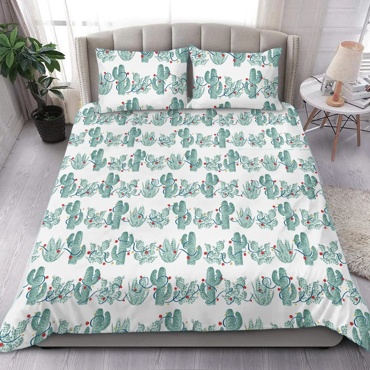 Christmas Cactus Duvet Cover Bedding Set Bedroom Decor