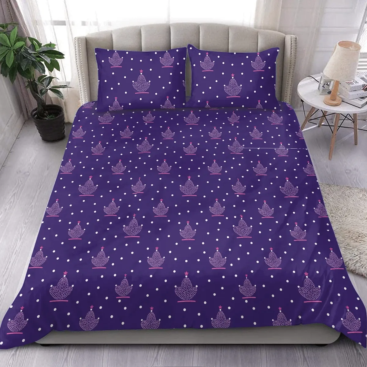 Christmas Cactus Pink Stars Duvet Cover Bedding Set Bedroom Decor