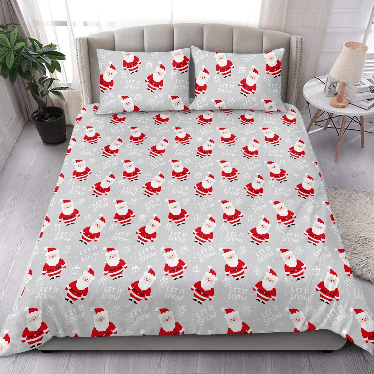 Christmas Cartoon Santa Duvet Cover Bedding Set Bedroom Decor