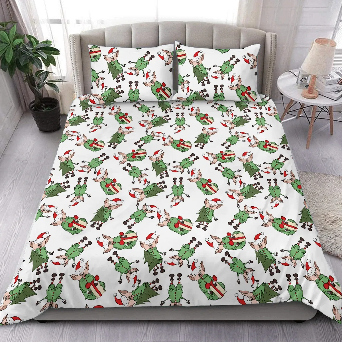Christmas Funny Pig Gnomes Duvet Cover Bedding Set Bedroom Decor