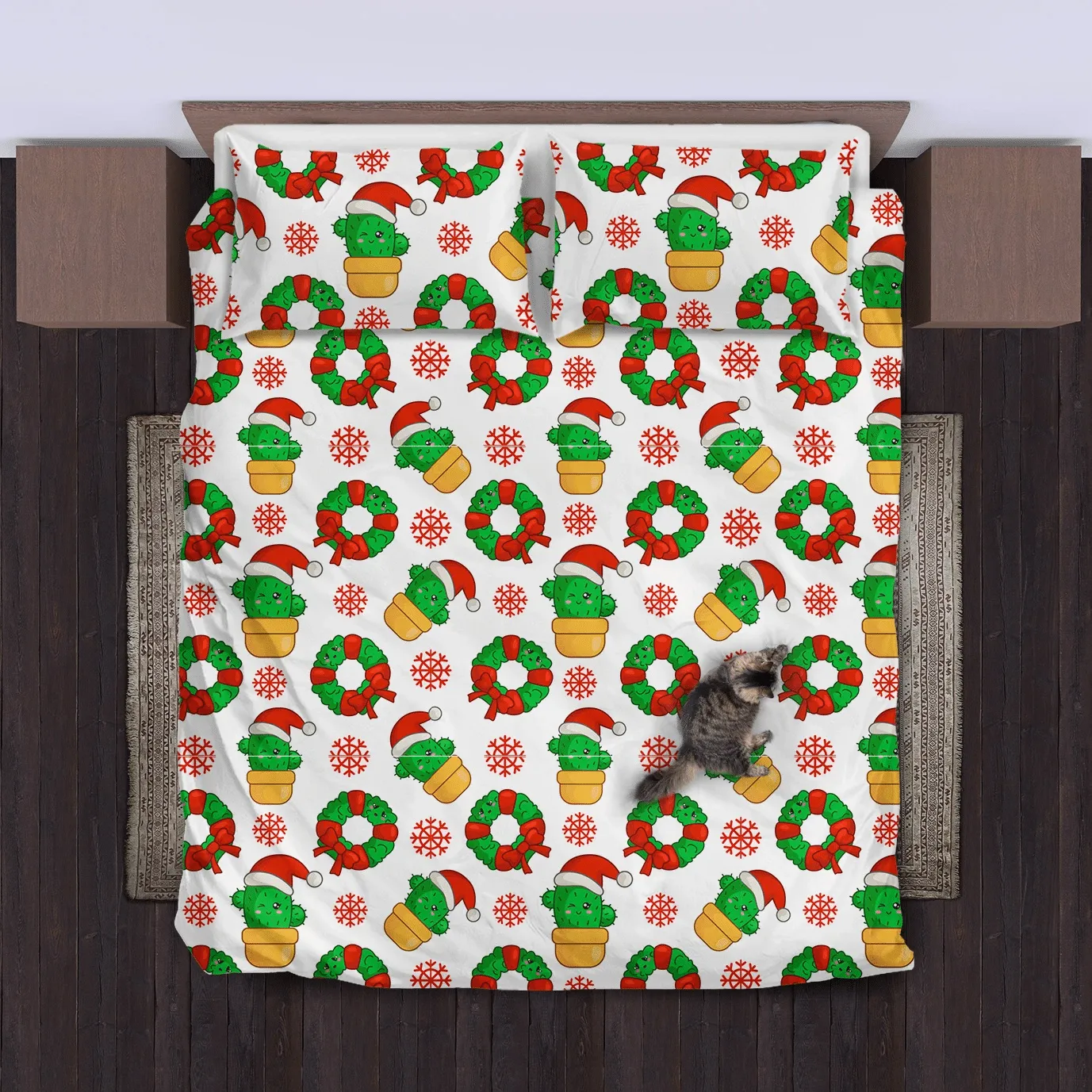 Christmas Smiling Cactus Duvet Cover Bedding Set Bedroom Decor