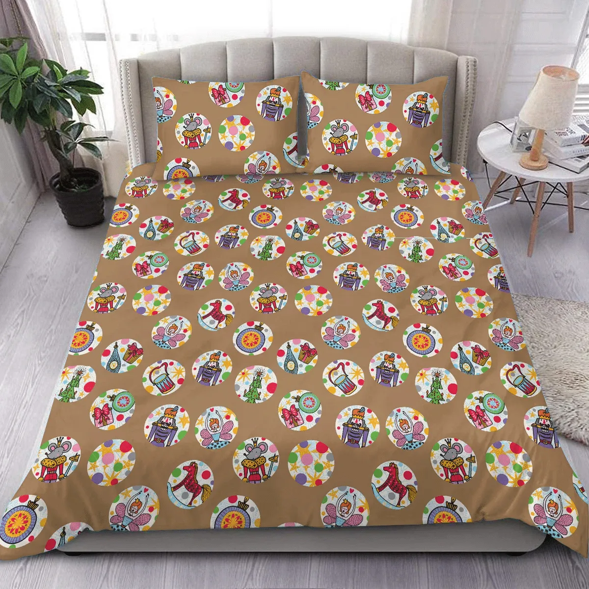 Circle Monochrome With Nutcracker Ballet Dancer Christmas Duvet Cover Bedding Set Bedroom Decor
