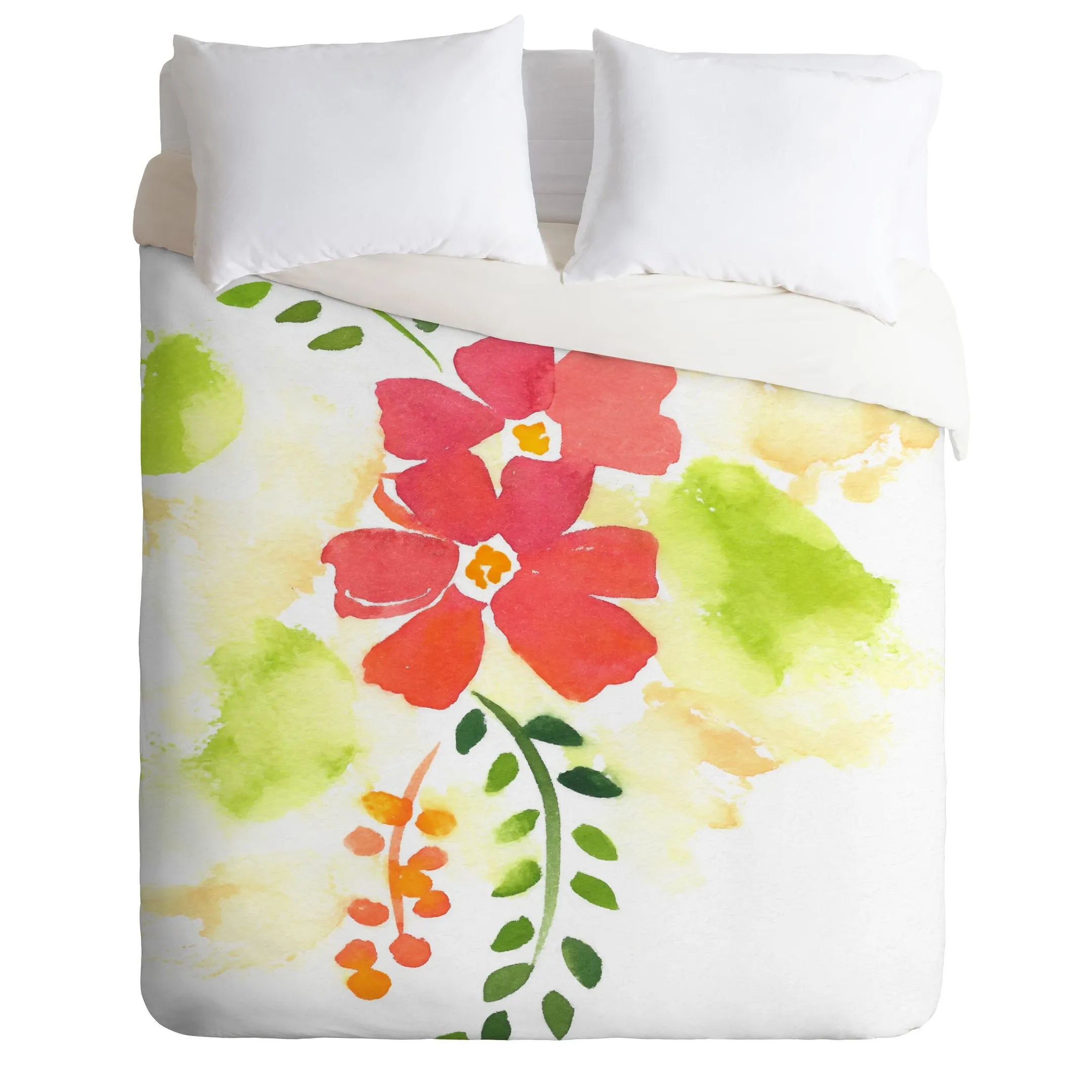 Colorful Flowers Watercolor Pattern Duvet Cover Bedding Set Bedroom Decor