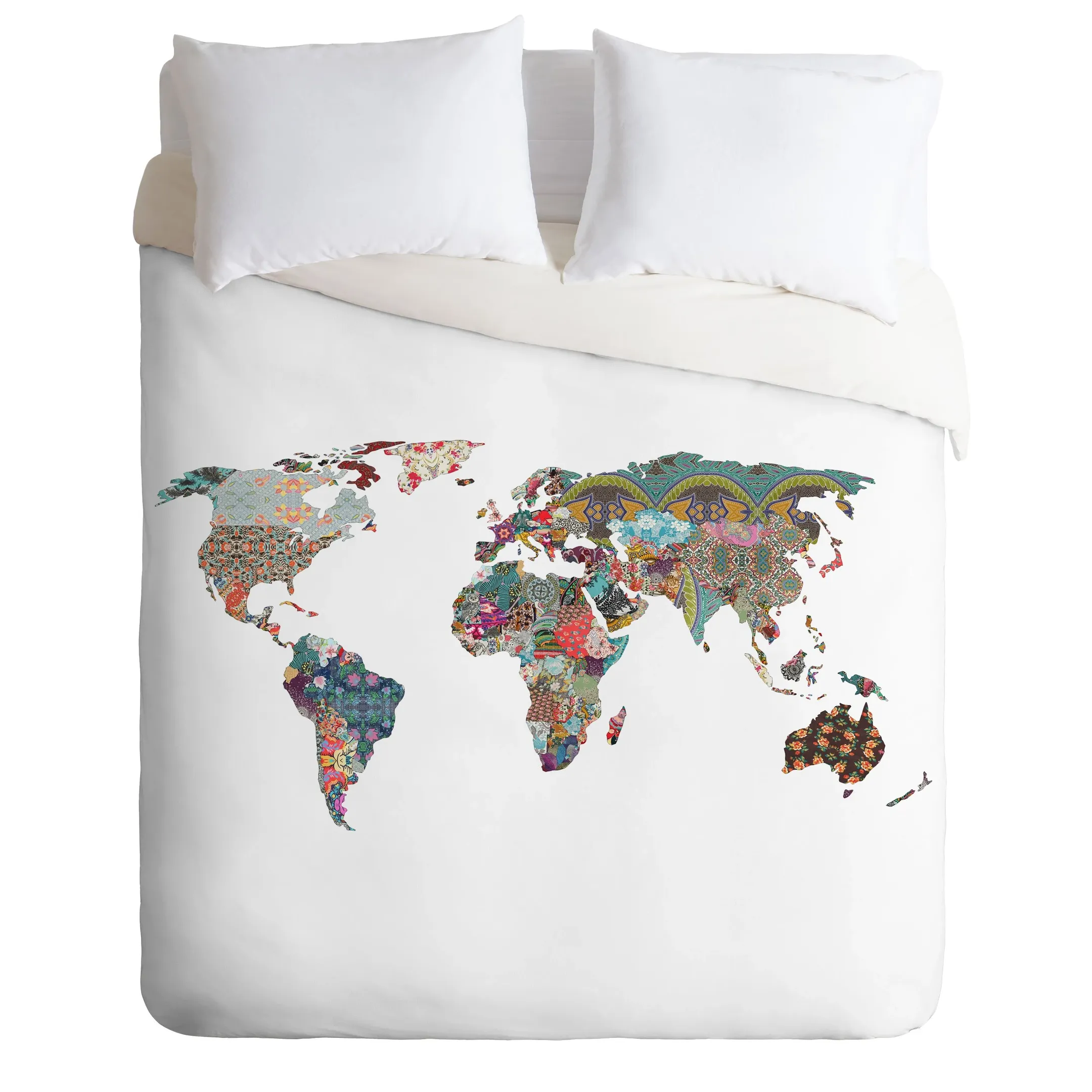 Colorful Map Duvet Cover Bedding Set Bedroom Decor