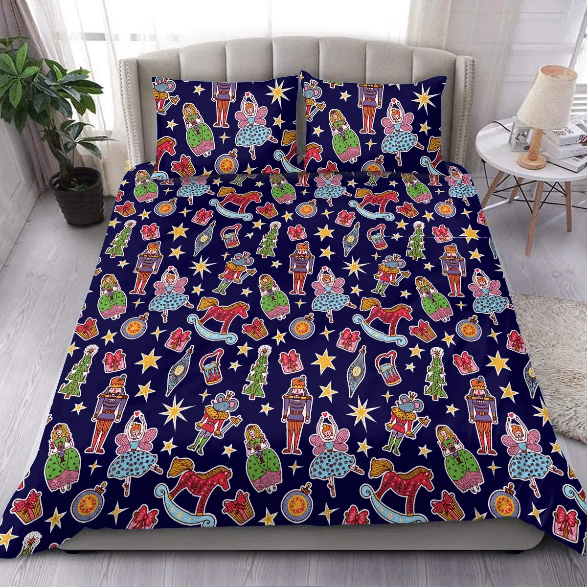 Cute Nutcracker Ballet Dancer Mouse King Stickers Christmas Duvet Cover Bedding Set Bedroom Decor