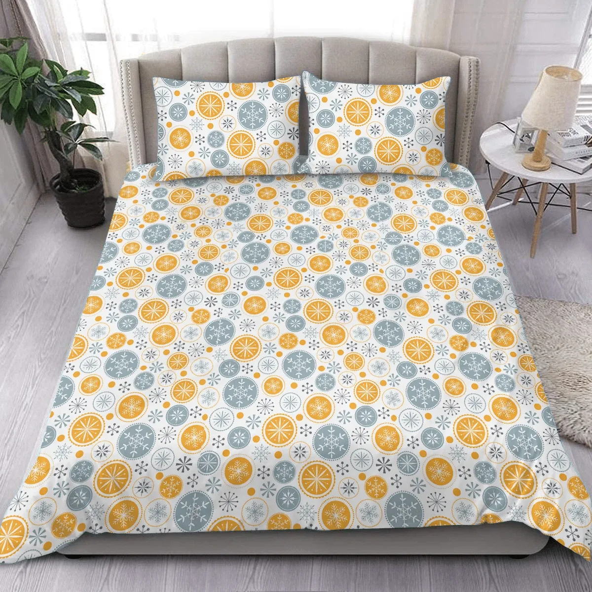 Decorative Christmas With Snowflakes Geometric Pattern Duvet Cover Bedding Set Bedroom Decor