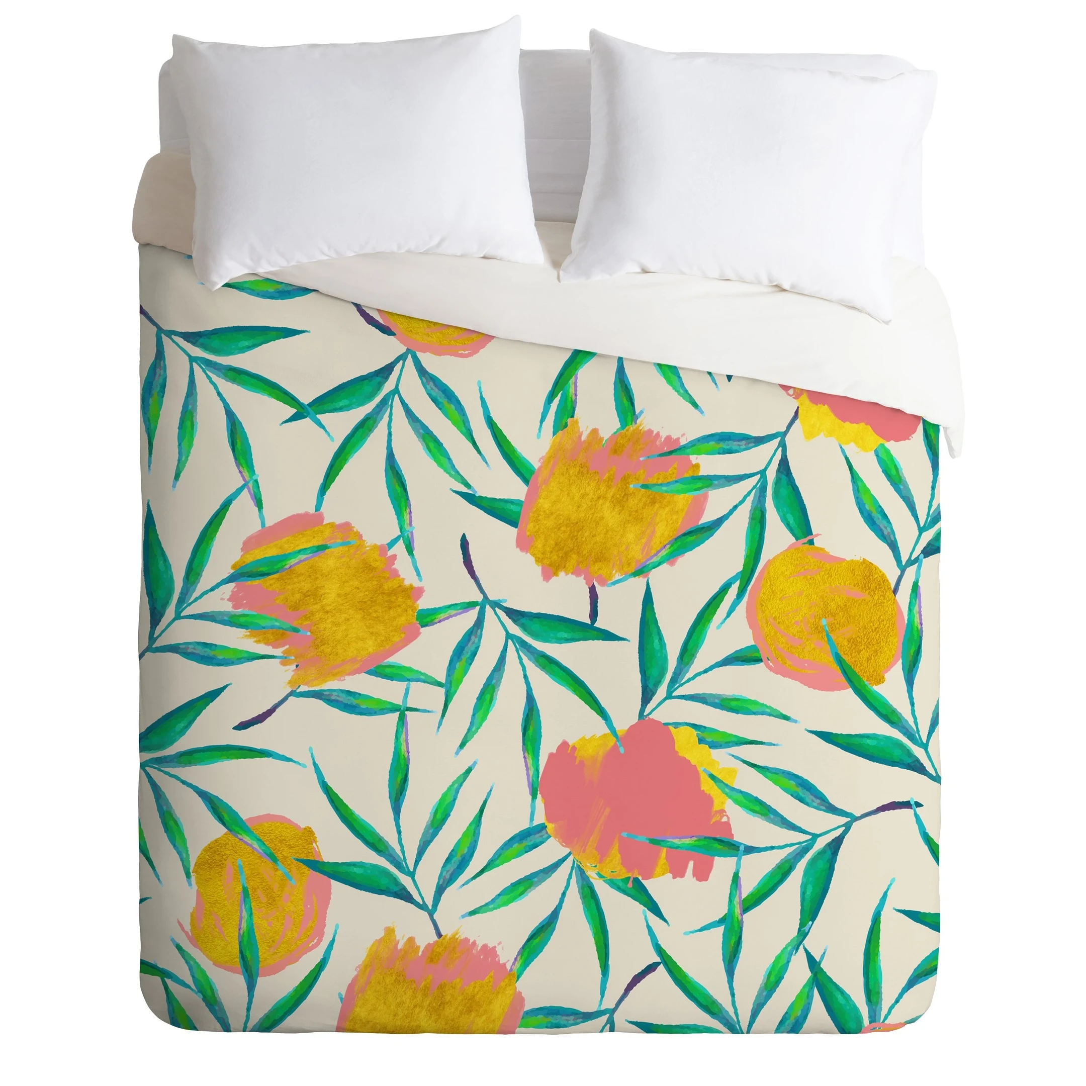 Floral Blush Gold Duvet Cover Bedding Set Bedroom Decor