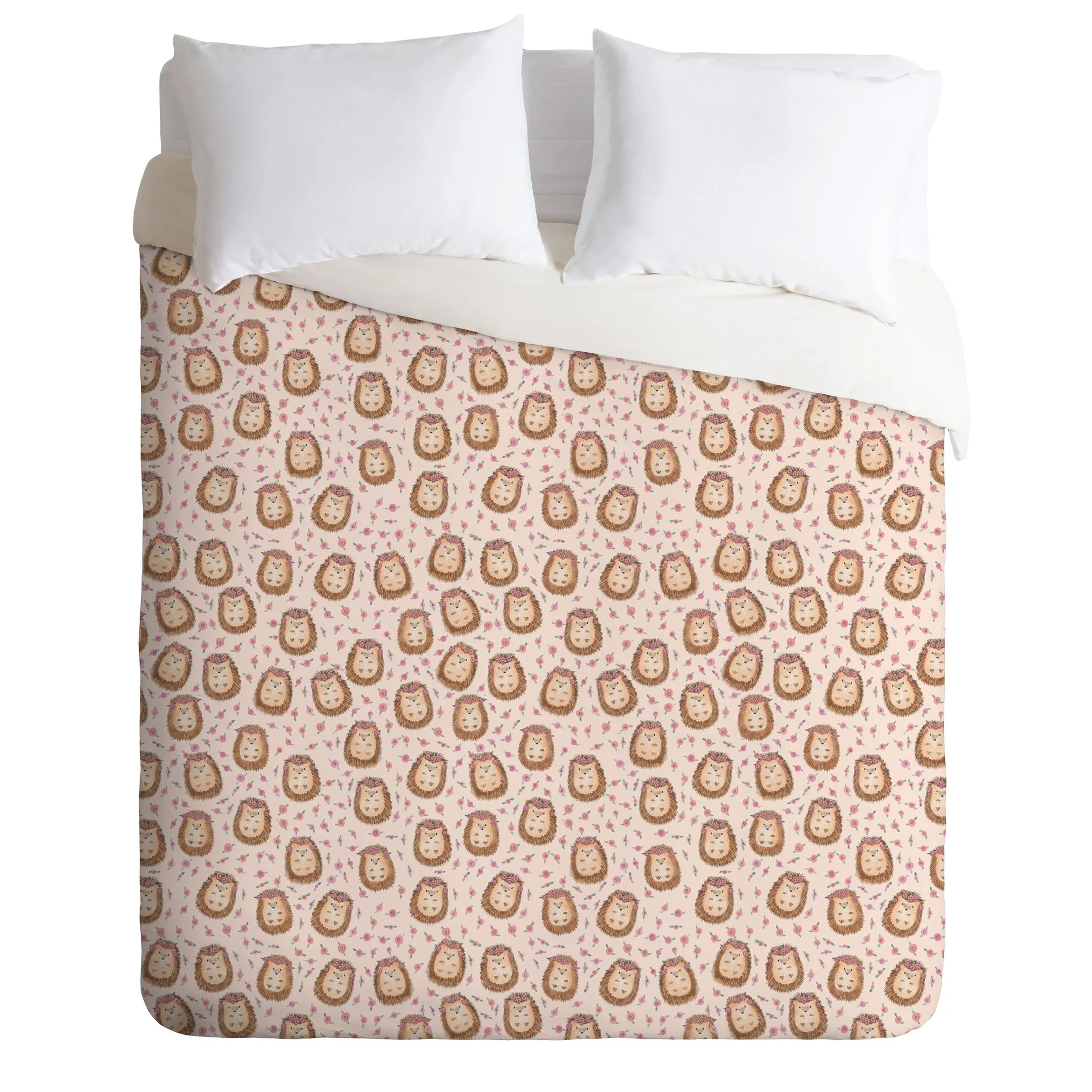 Floral Crown Hedgehog Duvet Cover Bedding Set Bedroom Decor
