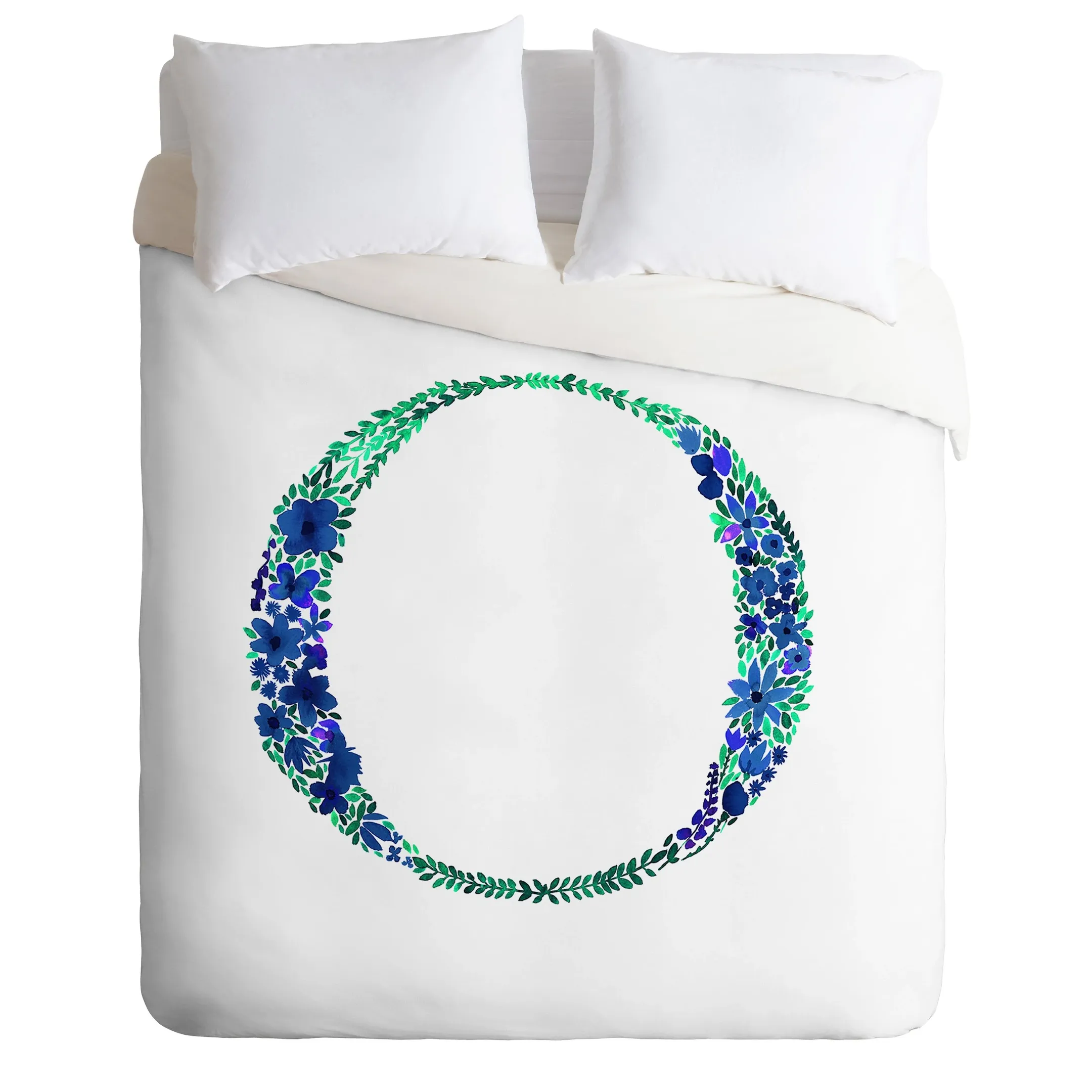 Floral Monogram Letter O Duvet Cover Bedding Set Bedroom Decor
