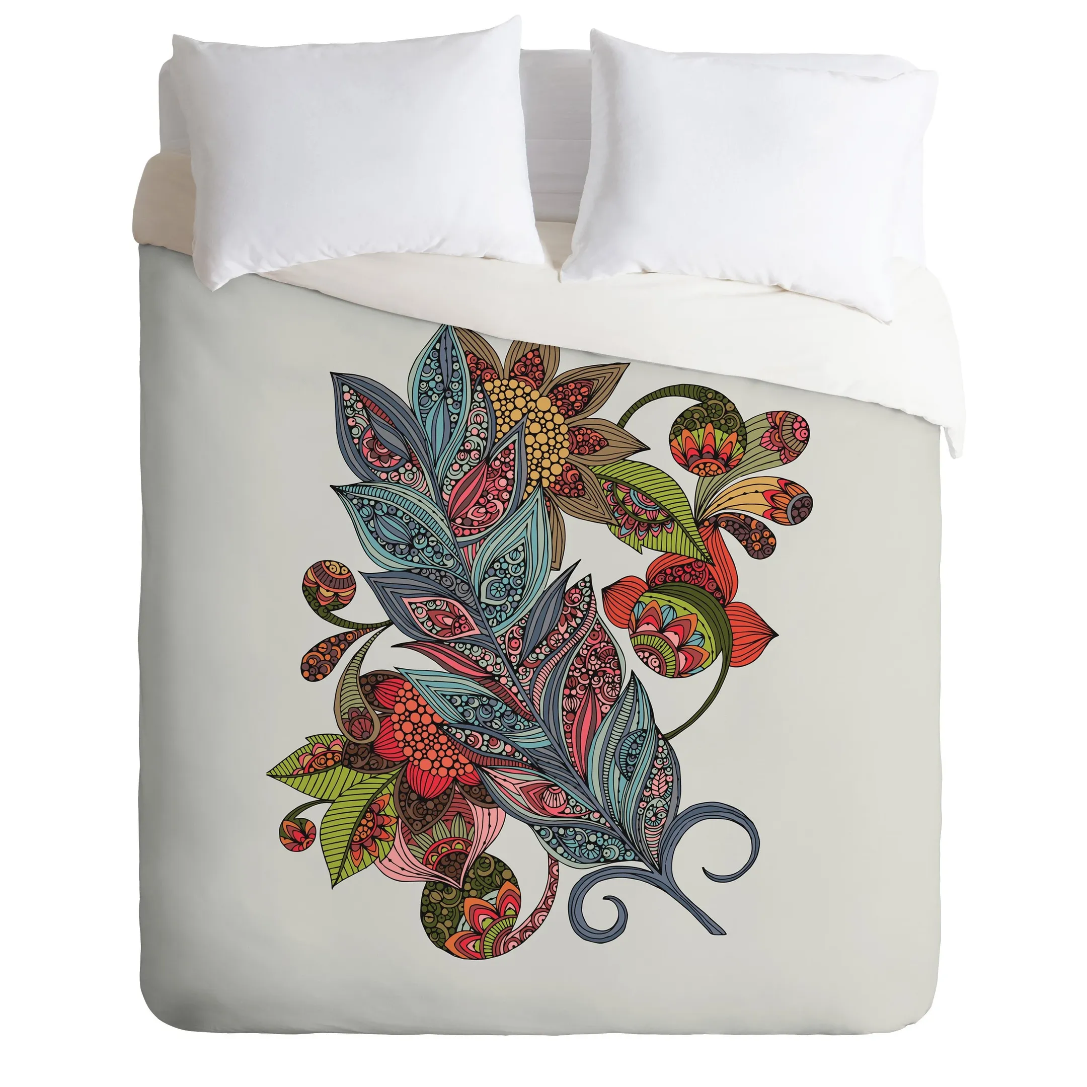 Floral Pattern With White Background Duvet Cover Bedding Set Bedroom Decor