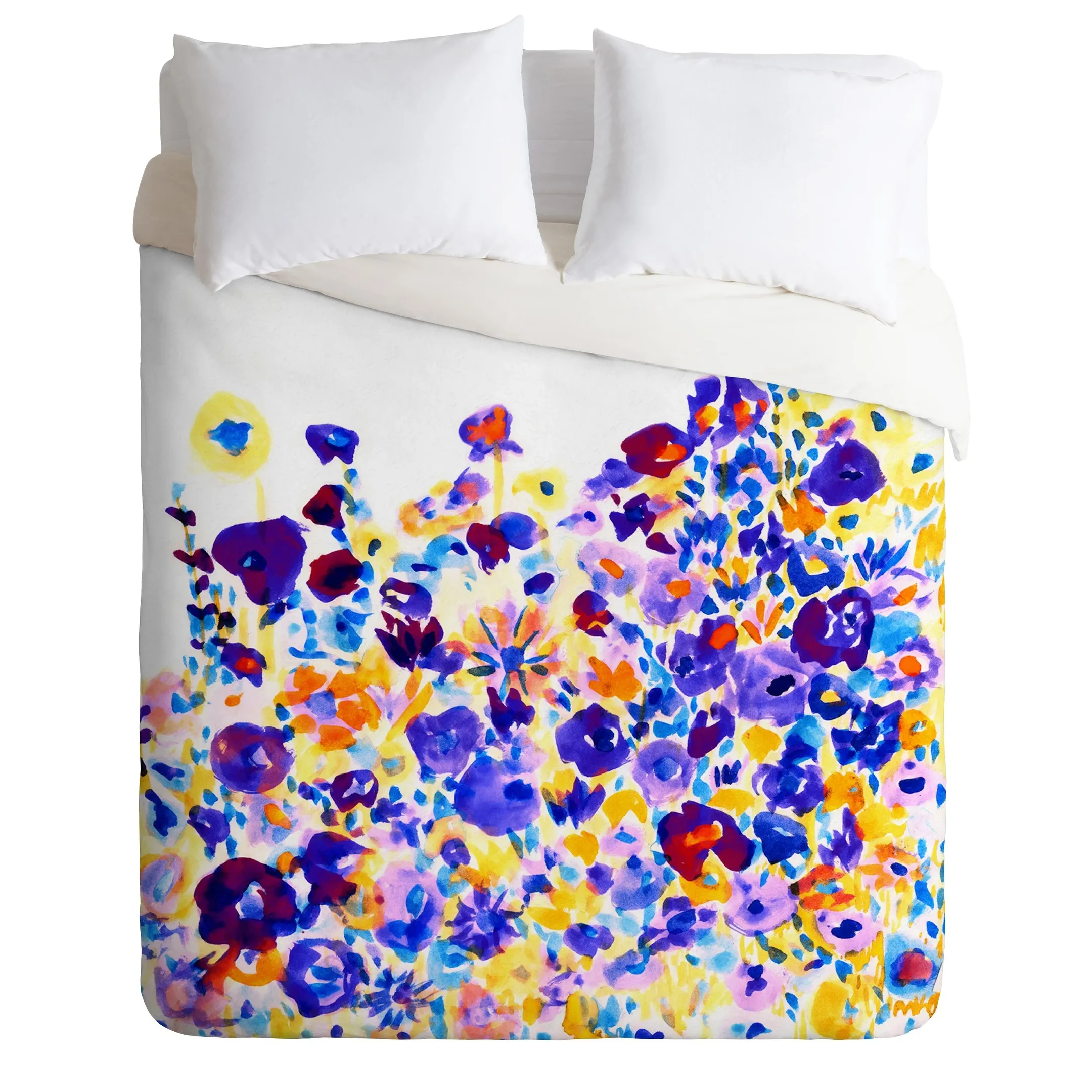 Flower Fields Watercolor Duvet Cover Bedding Set Bedroom Decor