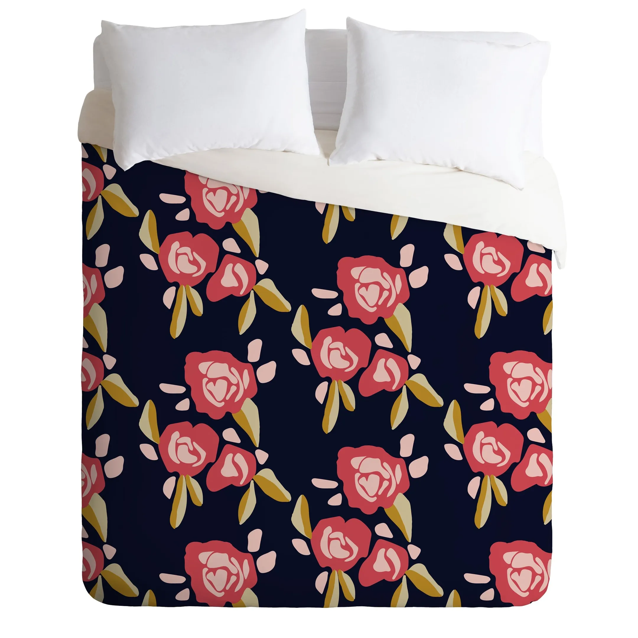 Flowers On Dark Duvet Cover Bedding Set Bedroom Decor