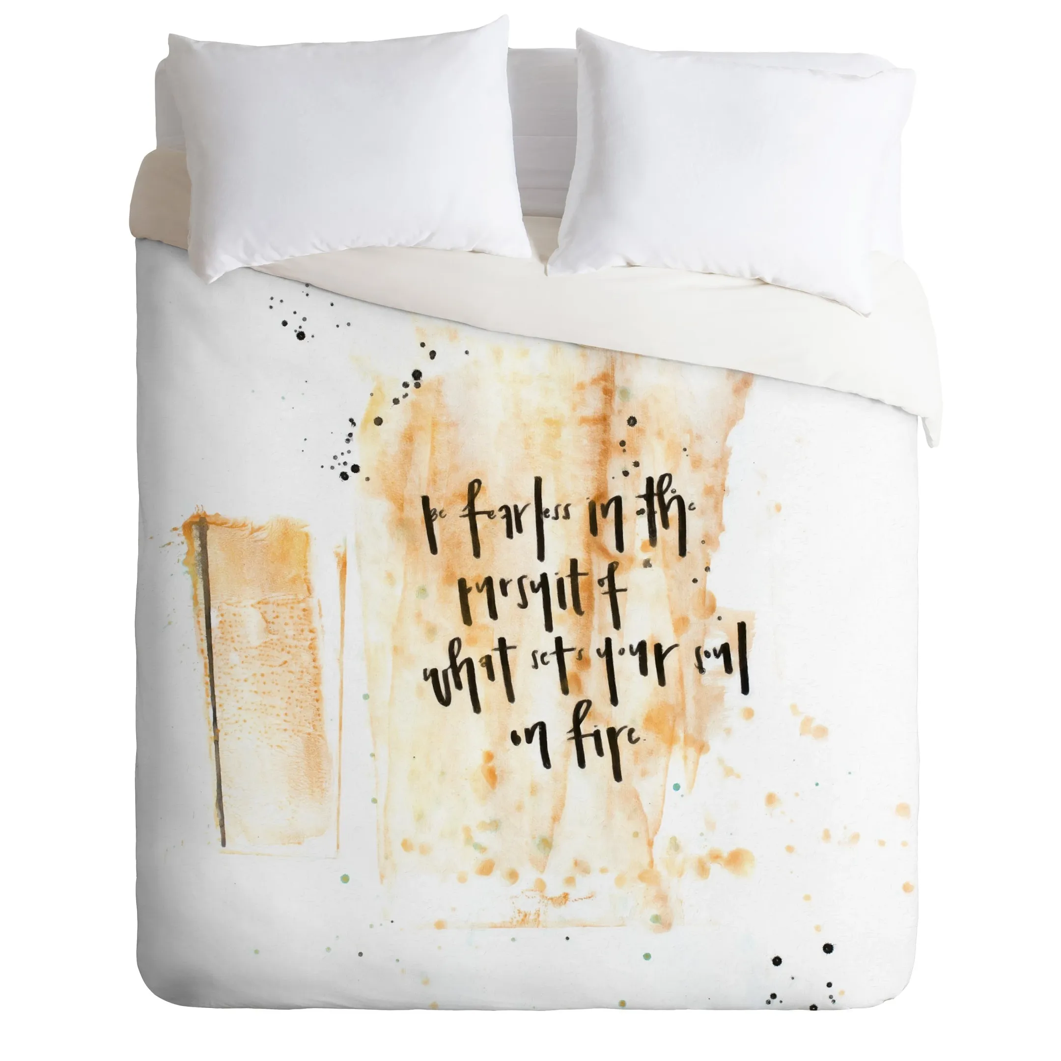 Gold Splashing Quote Duvet Cover Bedding Set Bedroom Decor