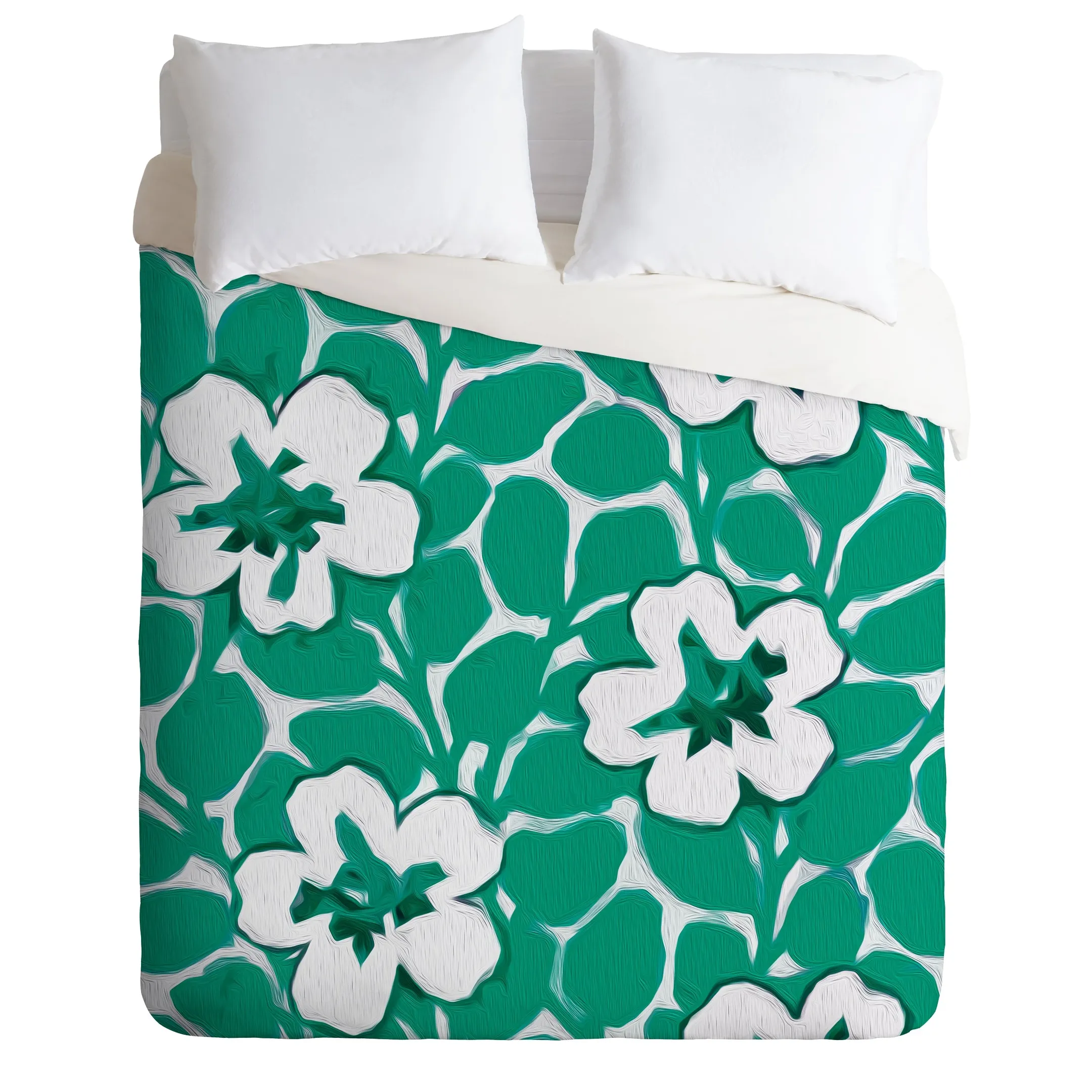 Green And White Floral Emerald Duvet Cover Bedding Set Bedroom Decor